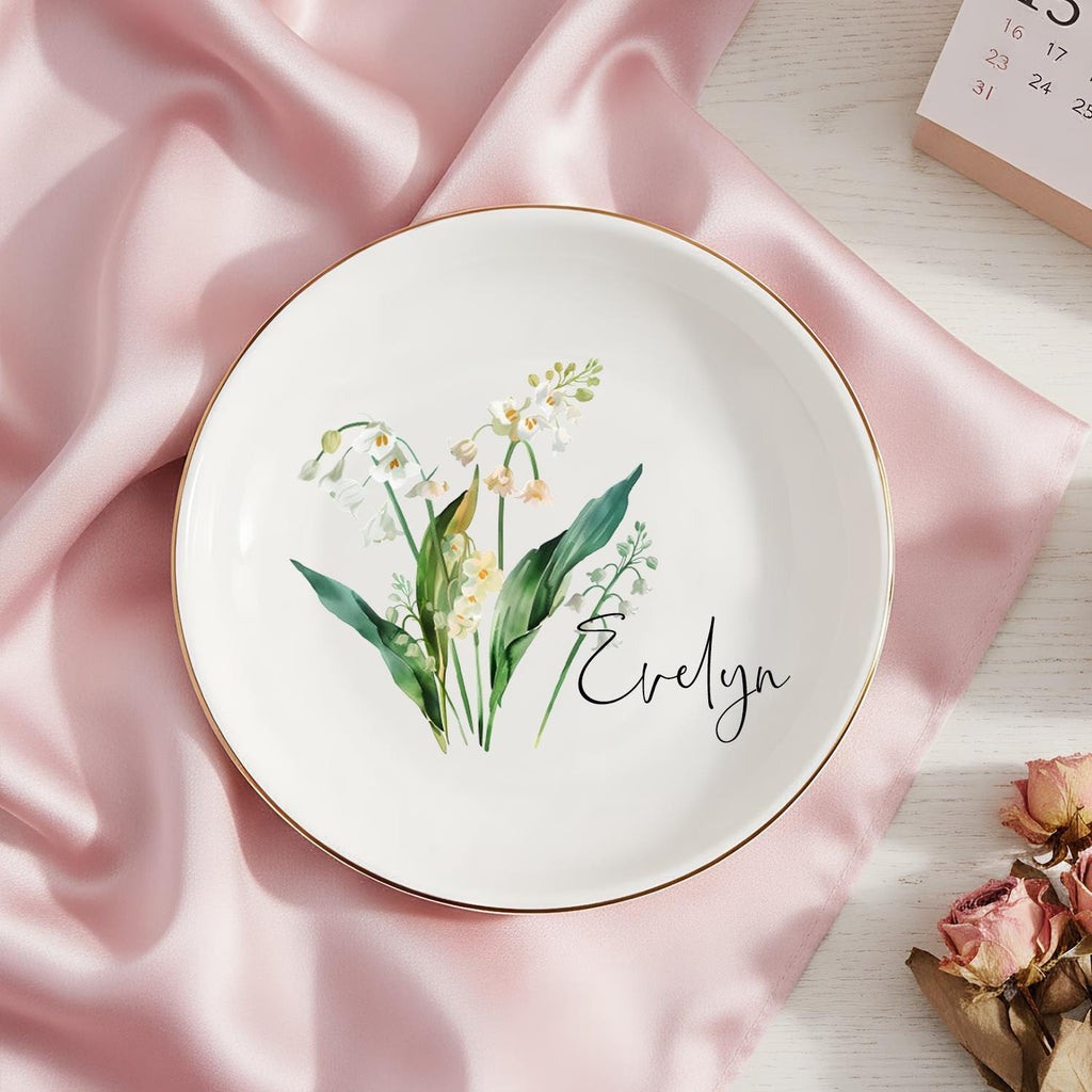 Personalised Birth Flower Trinket Dish, Custom Watercolor Flower Ring Dish, Birthday Jewelry Dish, Wedding Bridesmaid Gift, Christmas Gifts - Etsy
