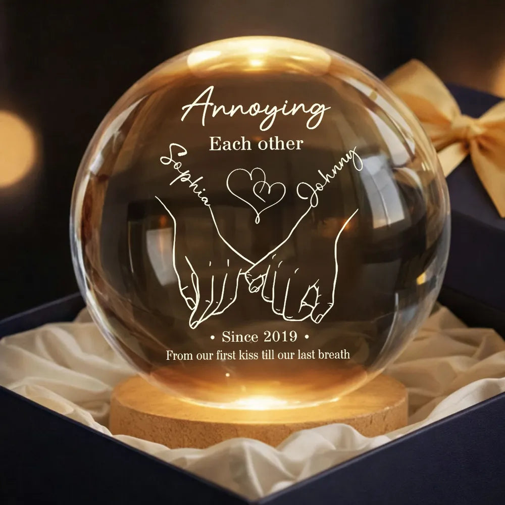 Annoying Each Other and Still Going Strong - Personalized Crystal Ball , Phase Print, Valentines Day Wedding Anniversary Gift For Couple