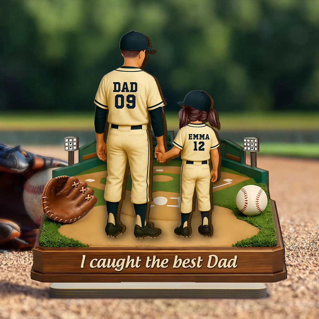 Custom Baseball Dad Wood Sign _ Personalized Father’s Day Gift From Kids _ Dad’s Dream Team Plaque _ 2-layer Engraved Husband Gift