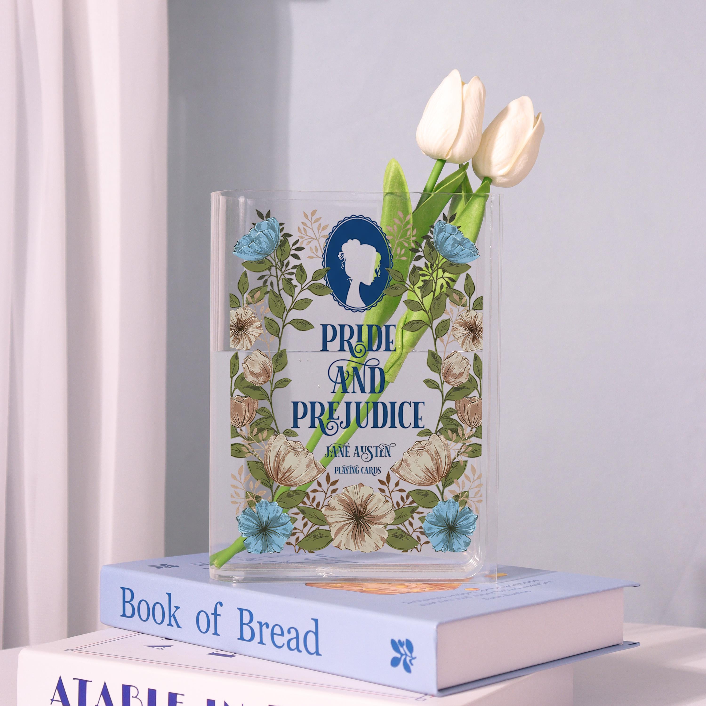 Pride and Prejudice Acrylic Book Vase, Jane Austen Bookish Vase, Classic Literature Book Shaped Vase, Romantic Novel Gift for Book Lovers