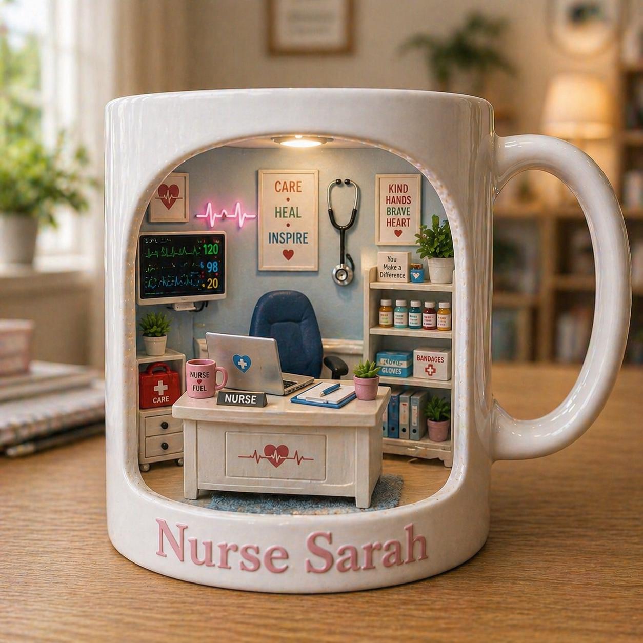 Personalized Nurse Mug, Custom Name Nursing Coffee Cup, Nurse Appreciation Gift, Medical Office Mug, RN Gift