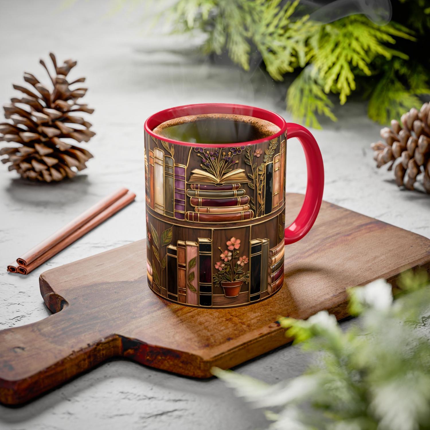 Dark Academia Mug, Vintage Library Bookshelf Cup, Antique Book Lover Gift, Moody Reading Room Decor, Librarian Present, 11oz 15oz
