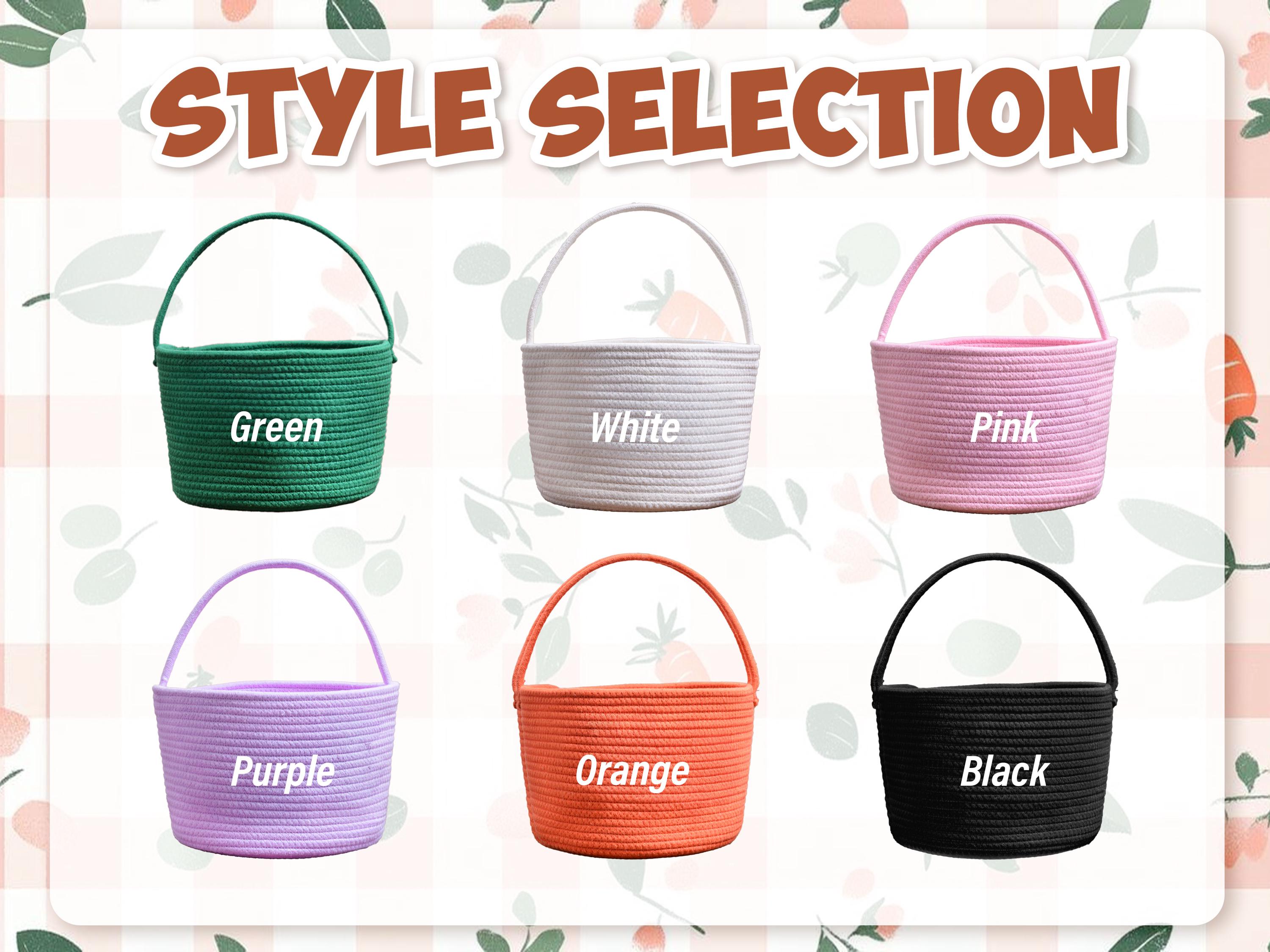 Personalized Bunny Easter Basket, Custom Name Baby Easter Gift Basket, Easter Egg Hunt Basket, Cotton Rope Storage Basket, Easter Bucket