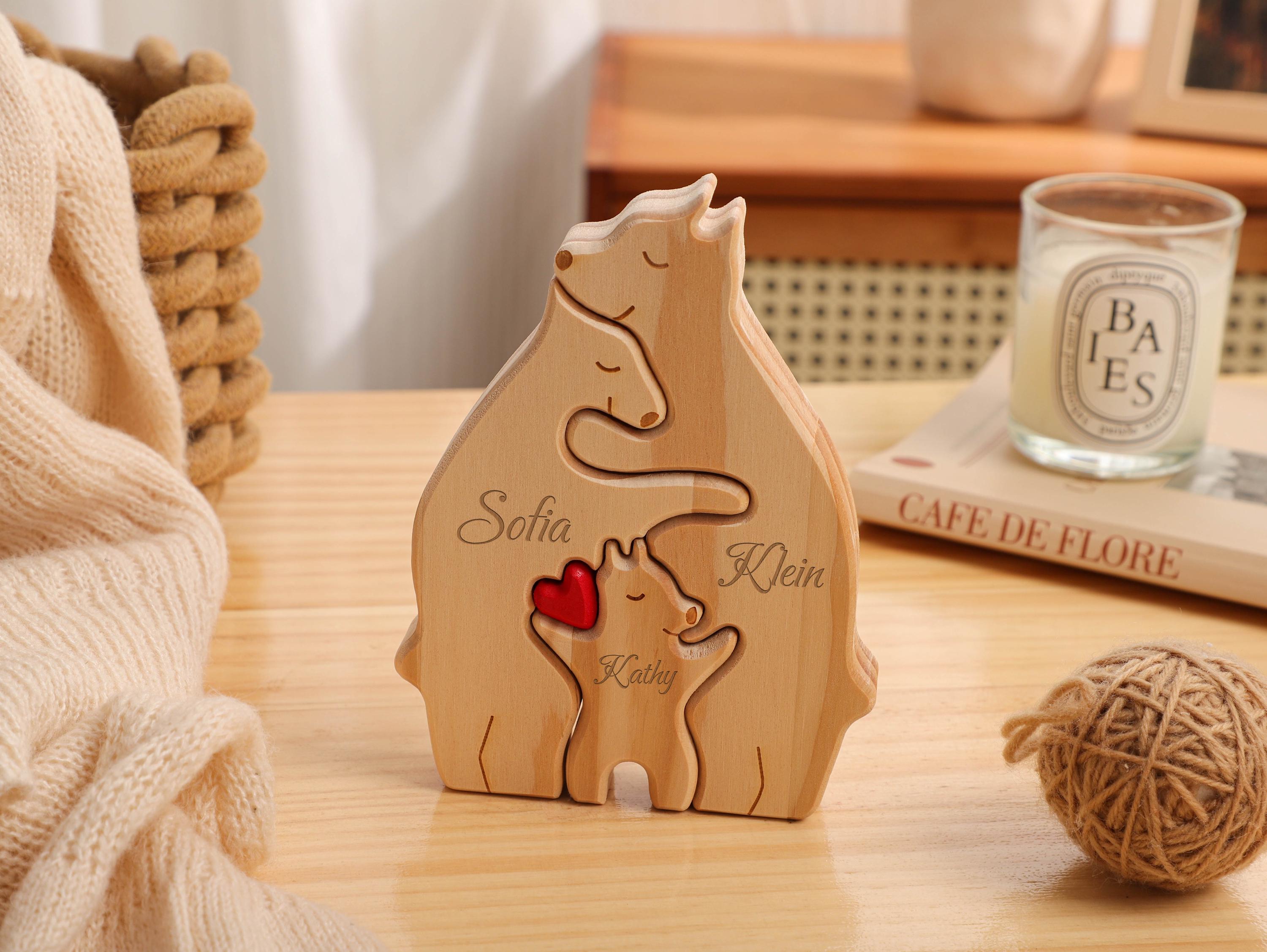Personalized Wooden Bear Family Puzzle, Engraved Family Name Puzzle, Family Hug Puzzle, Home Decor, Family Gift, Gift for Dad, Gift for Mum