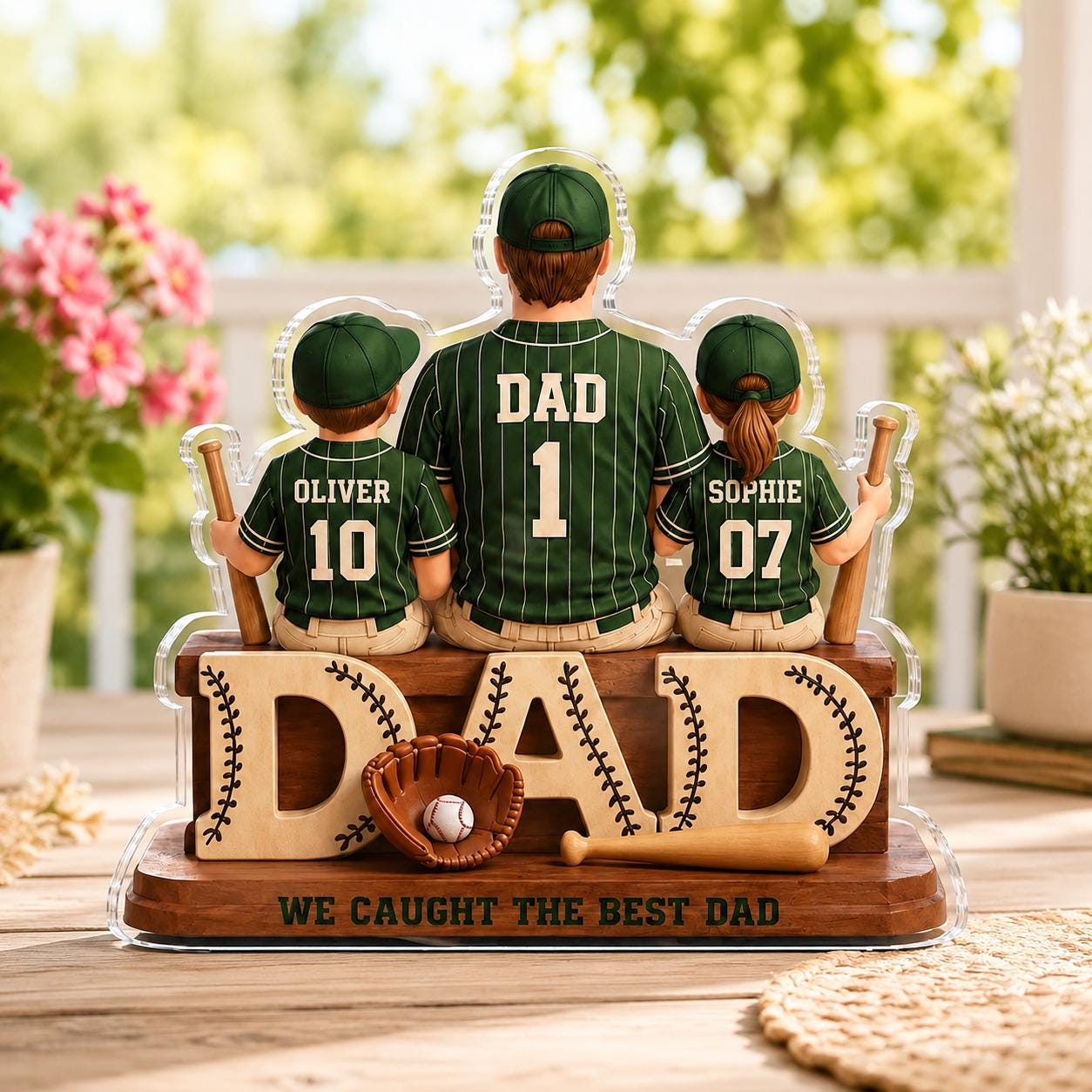 Personalized Baseball Dad Acrylic Plaque, Custom Jersey Name Father’s Day Gift for Dad