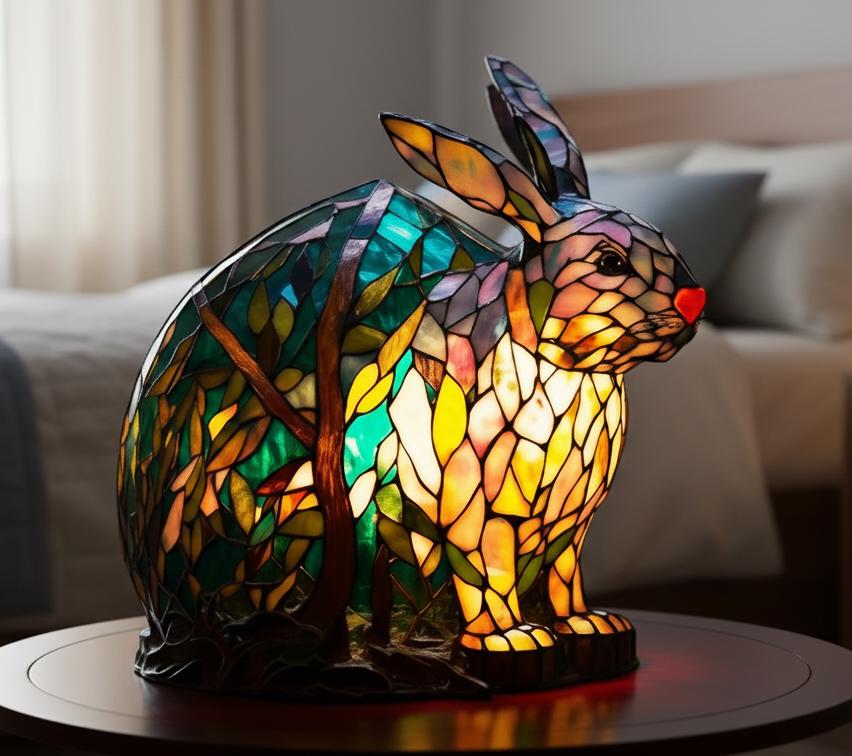 Cute Rabbit-shaped Night Light, Mosaic Table Lamp, Room Decoration, Baby Rabbit Night Lamp, Cute Animal-shaped Table Lamp, Gift for Pet Lovers, Children's Room and Bedroom Lamp, Night Lamp.