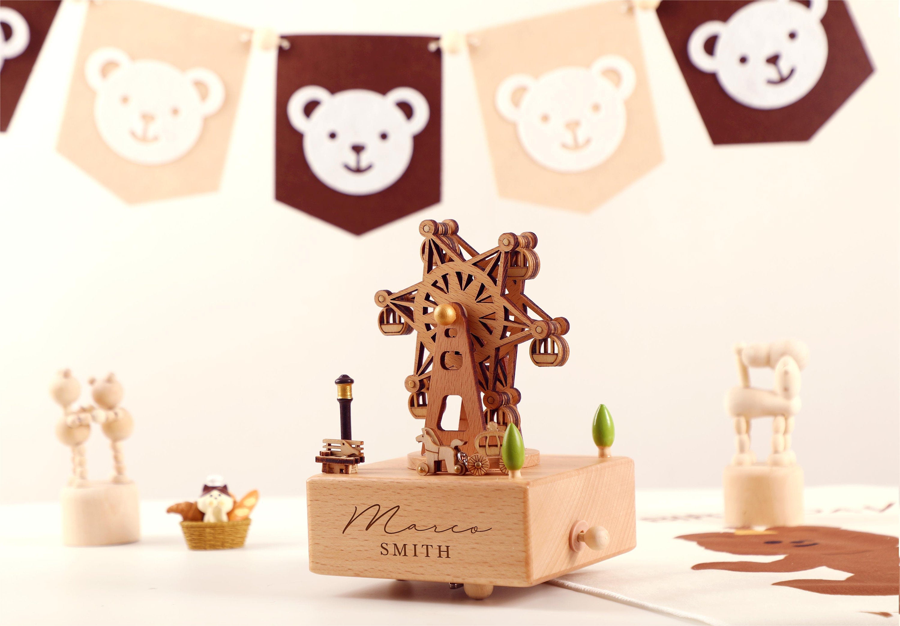 Ferris Wheel Birthday Music Box, Wooden Music Box, Custom Wooden Handmade Music Box, 1st Birthday, Personalised Music Box Gift, Baby Gift