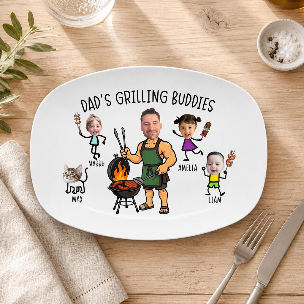 Dad’s Grilling Plate, Father’s Day Gift From Kids, Personalized Grilling Plate, Custom Grilling Plate Gift With Kids Names, BBQ Gift for Dad