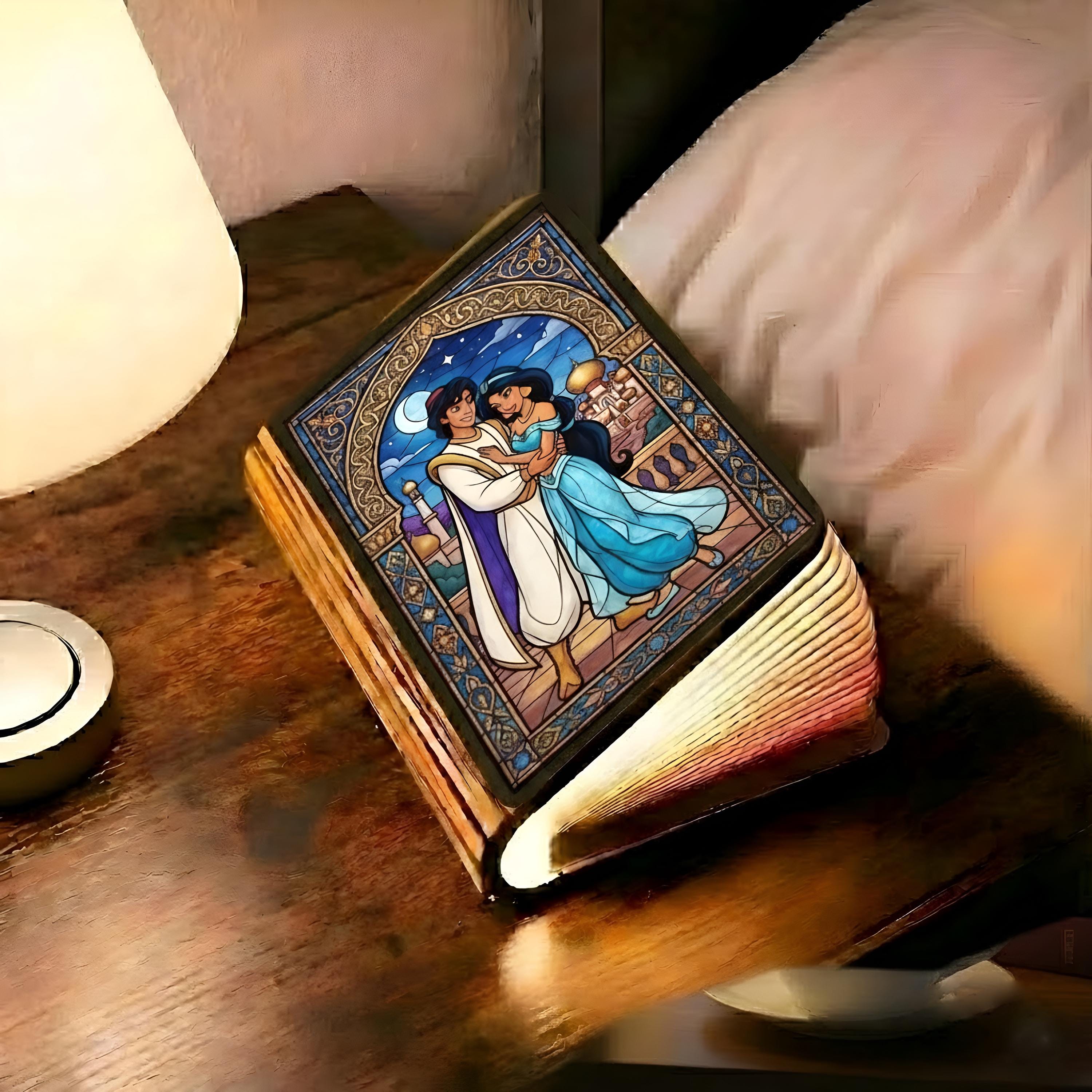 Wuthering Heights Folding Book Lamp, Dark Academia Night LigAladdin and Jasmine Book Lamp, Custom Couple Book Lamp, Book Lamp Holder, Disney Book Lamp, Wood Book Light, Folding Book Lamp, LED Lamp