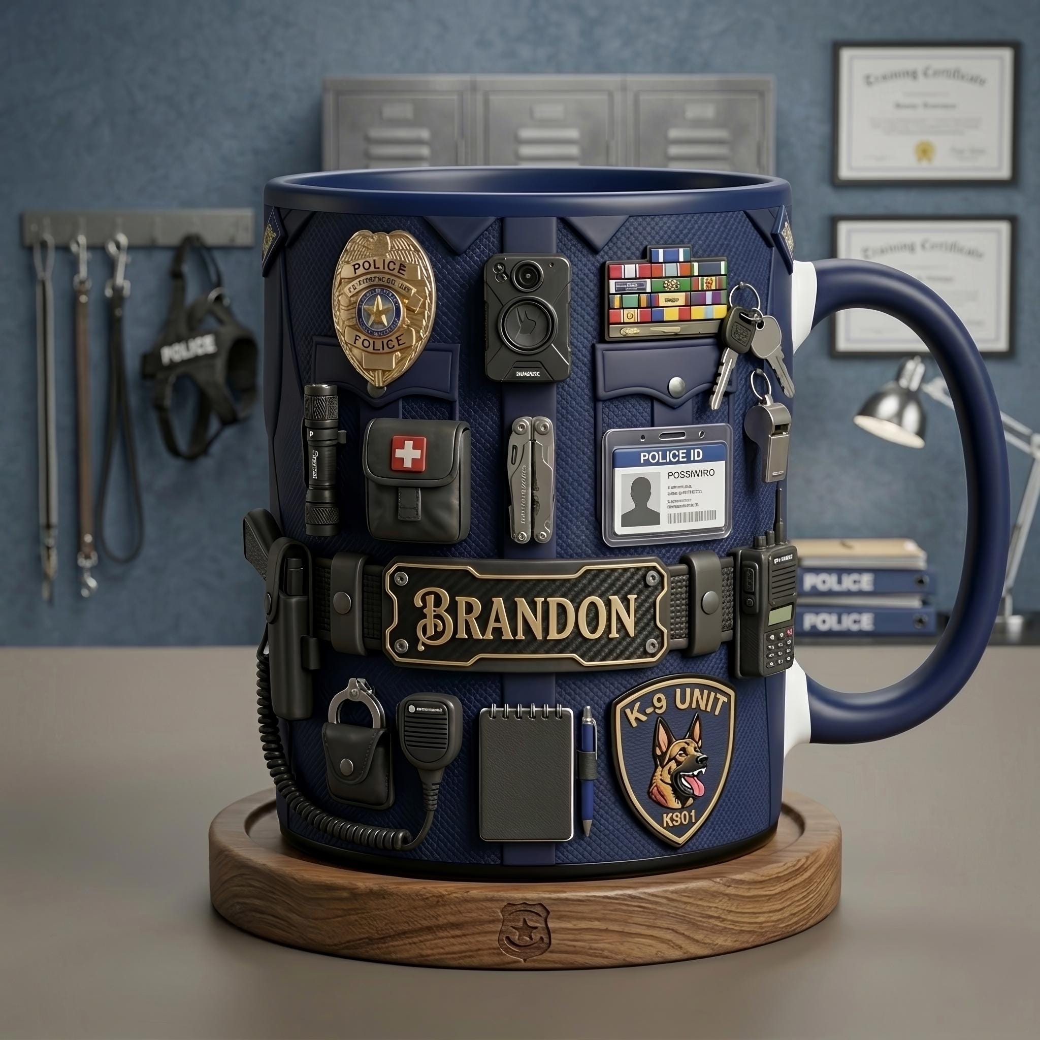 Personalized Police Mug, K9 Officer Coffee Cup, Custom Law Enforcement Gift, Police Officer Appreciation Mug, Thin Blue Line Gift