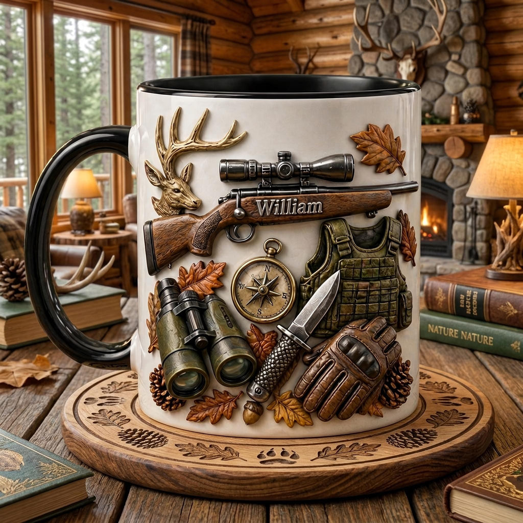 Hunting Mug, Gift for Hunter, Outdoor Coffee Mug, Deer Hunting Cup, Rustic Cabin Mug for Him, Hunter Dad Gift