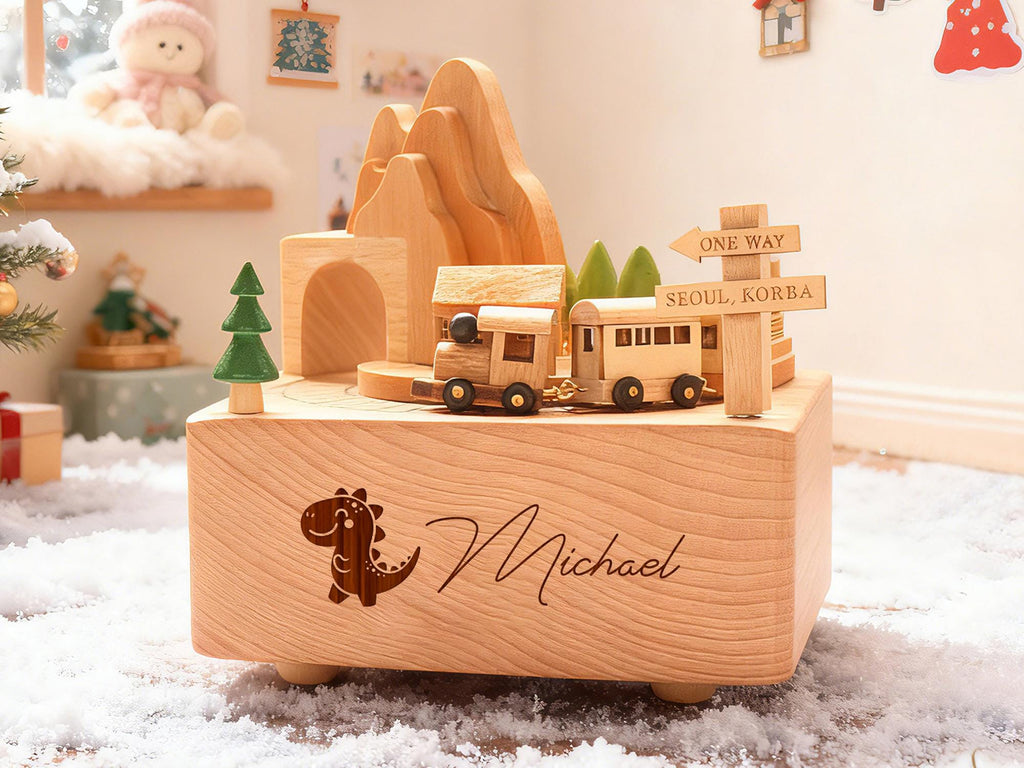 Custom Wooden Handmade Music Box, Personalized Musical Toy for Kids, Train Music Box, Baby Shower Gifts, Newborn Gifts, Unique Gift Newborn
