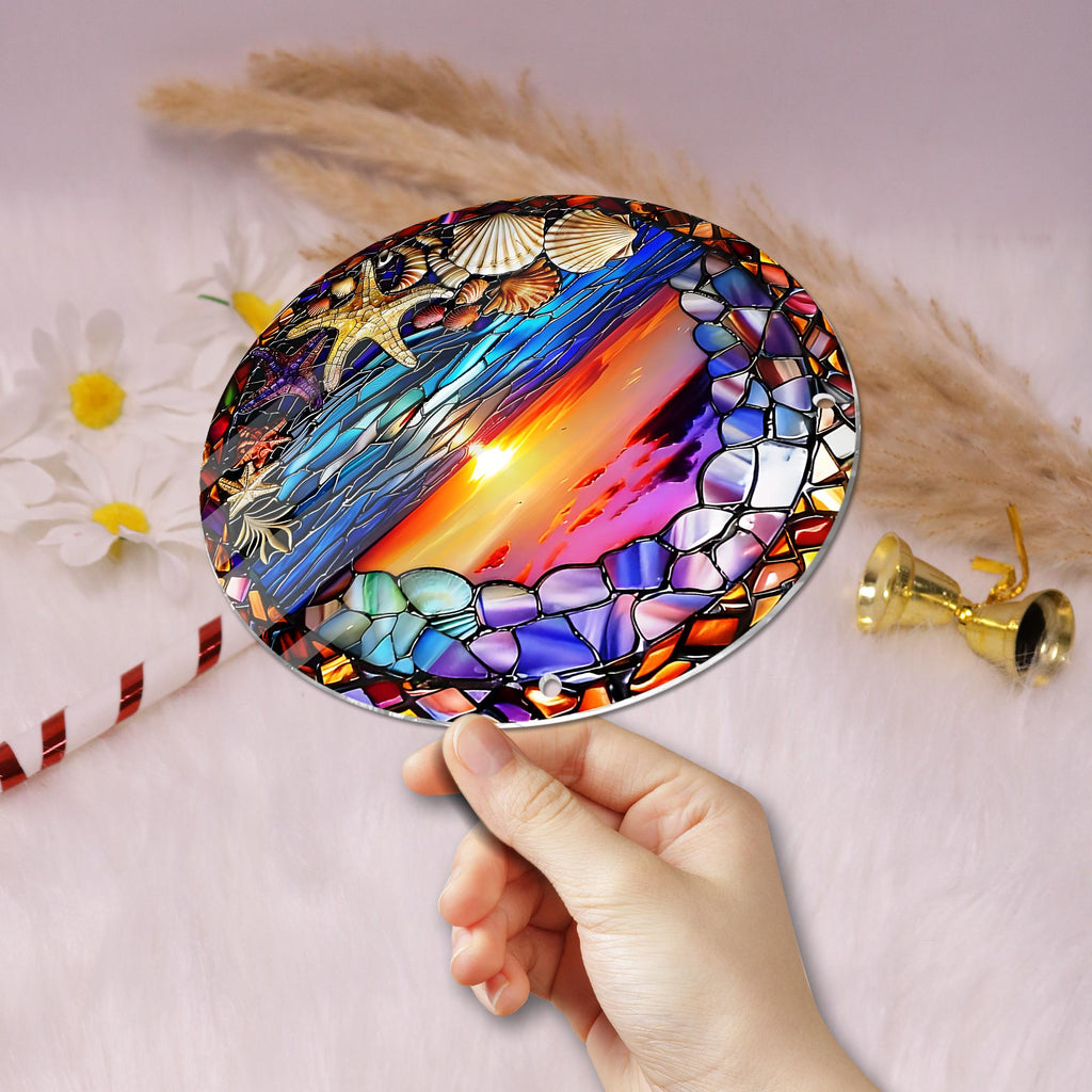 Sunset Beach ACRYLIC Window Hanging Decor Ocean Art Starfish Seashell Suncatcher Coastal Home Decor Unique Beach Lover Gift Beach Lover