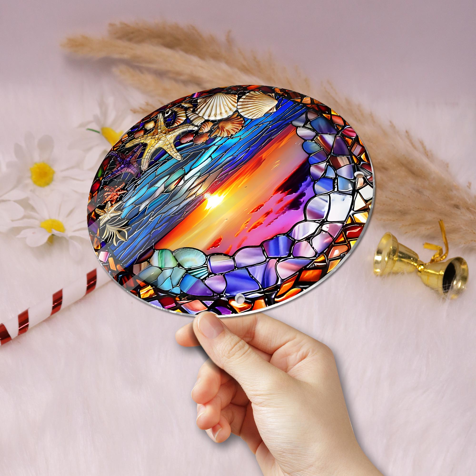 Sunset Beach ACRYLIC Window Hanging Decor Ocean Art Starfish Seashell Suncatcher Coastal Home Decor Unique Beach Lover Gift Beach Lover