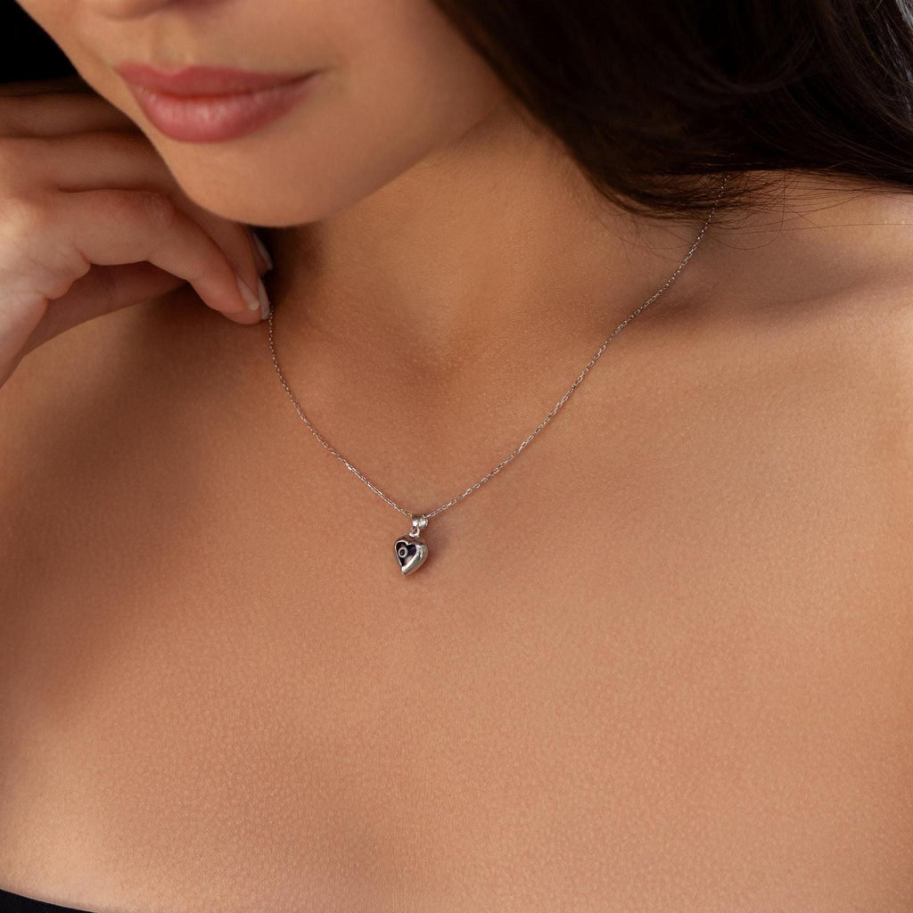 Gold-plated Sterling Silver Heart Evil Eye Necklace_ Turkish Nazar Jewelry, Handmade Necklace, Minimalist Jewelry, Elegant Everyday Necklace