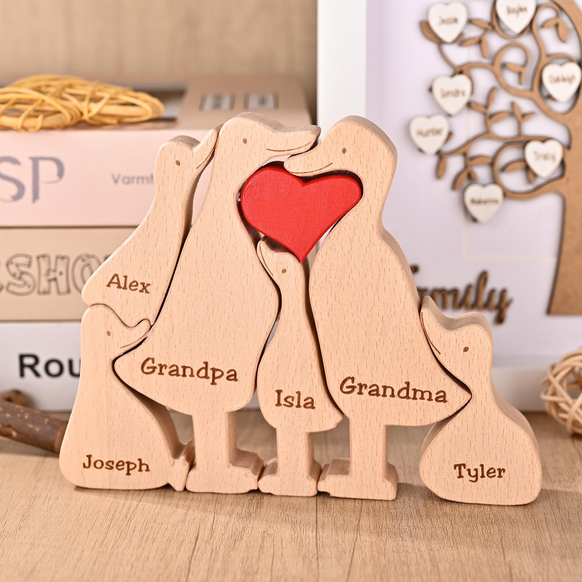 Cute Duck Family Puzzle, Wooden Family Decor, Duck Lover Gifts, Gift for Couples, Christmas Gift for Mom, 14th Anniversary Gift for Wife