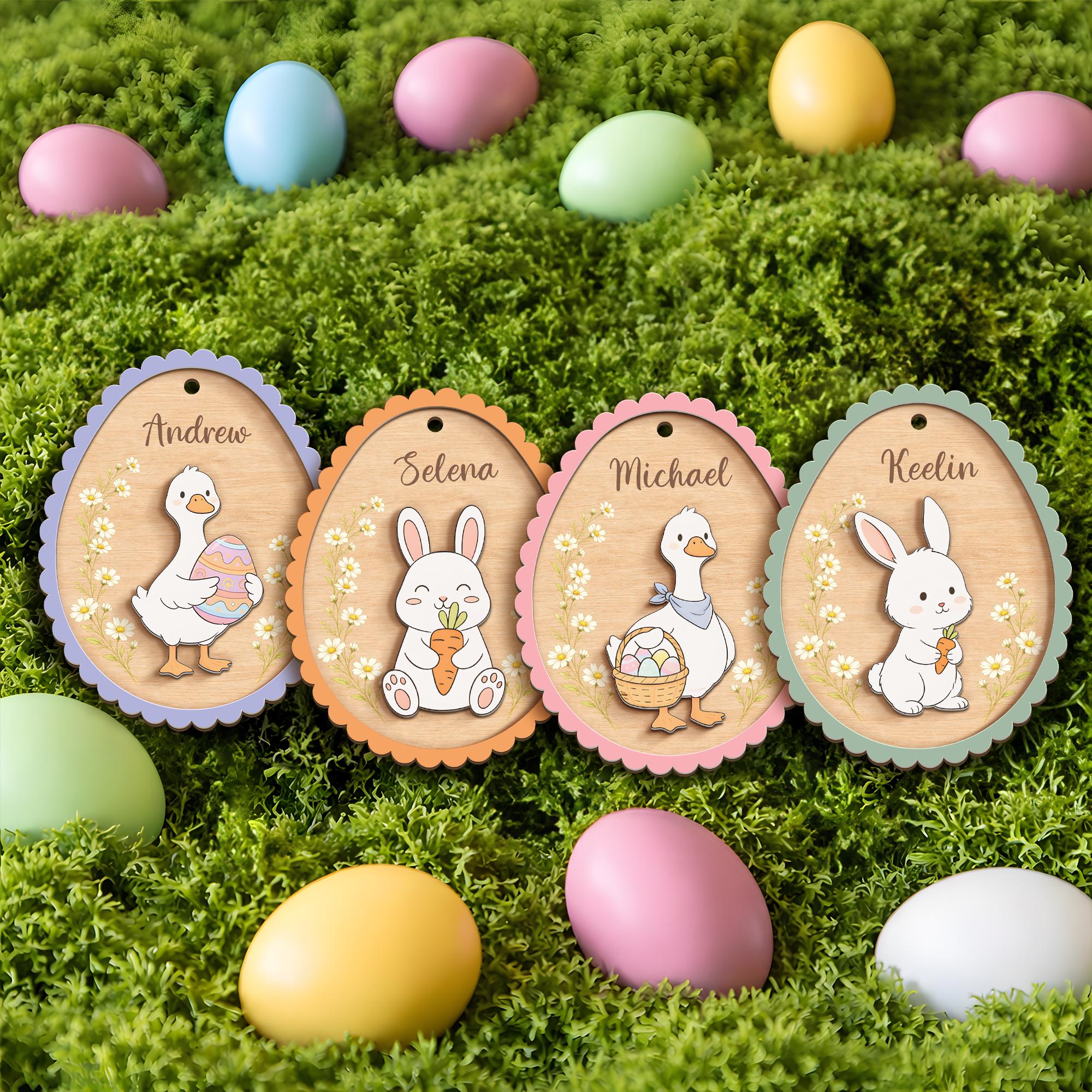 Personalized Easter Bunny Ornament – Custom Spring Name Decor, Easter Gift Tag for Kids, Easter Gift for Baby, Easter Egg, Glowforge Easter