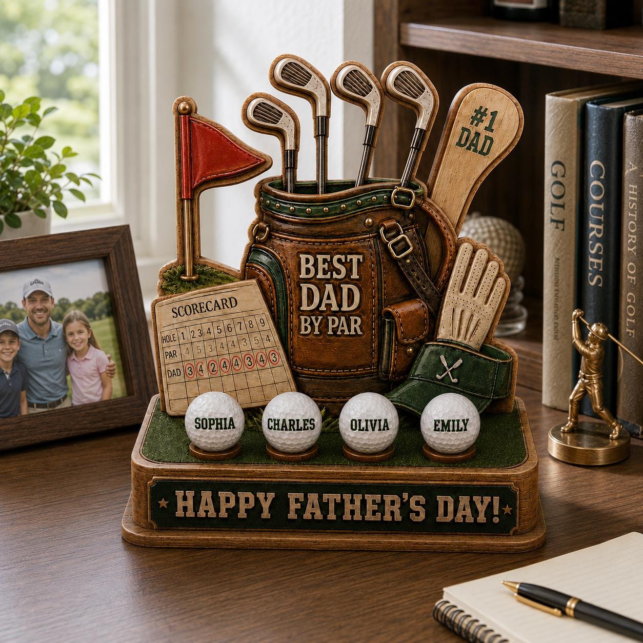 Personalized Golf Wooden Block, Dad by Par Decoration, Father's Day Gift
