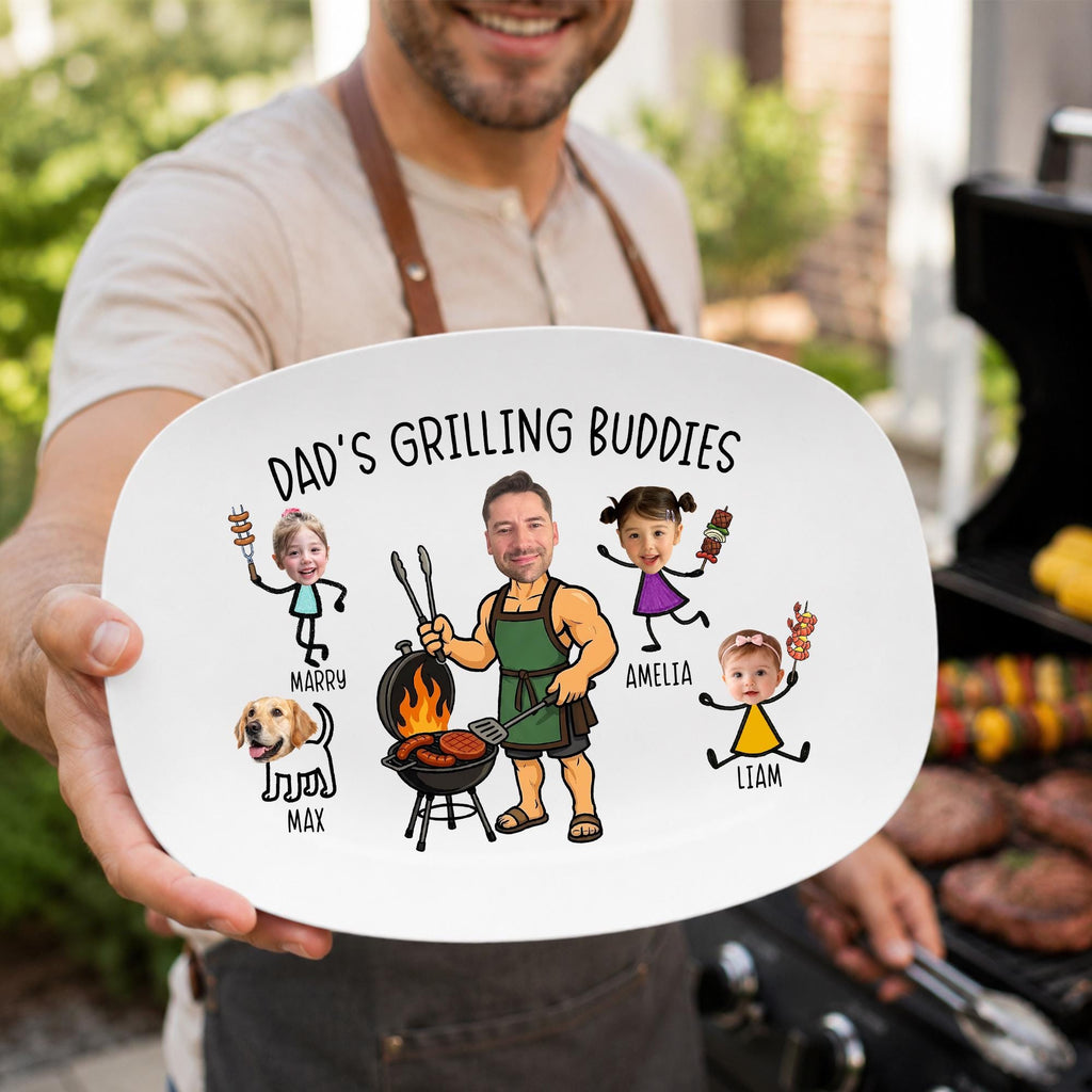 Dad’s Grilling Plate, Father’s Day Gift From Kids, Personalized Grilling Plate, Custom Grilling Plate Gift With Kids Names, BBQ Gift for Dad