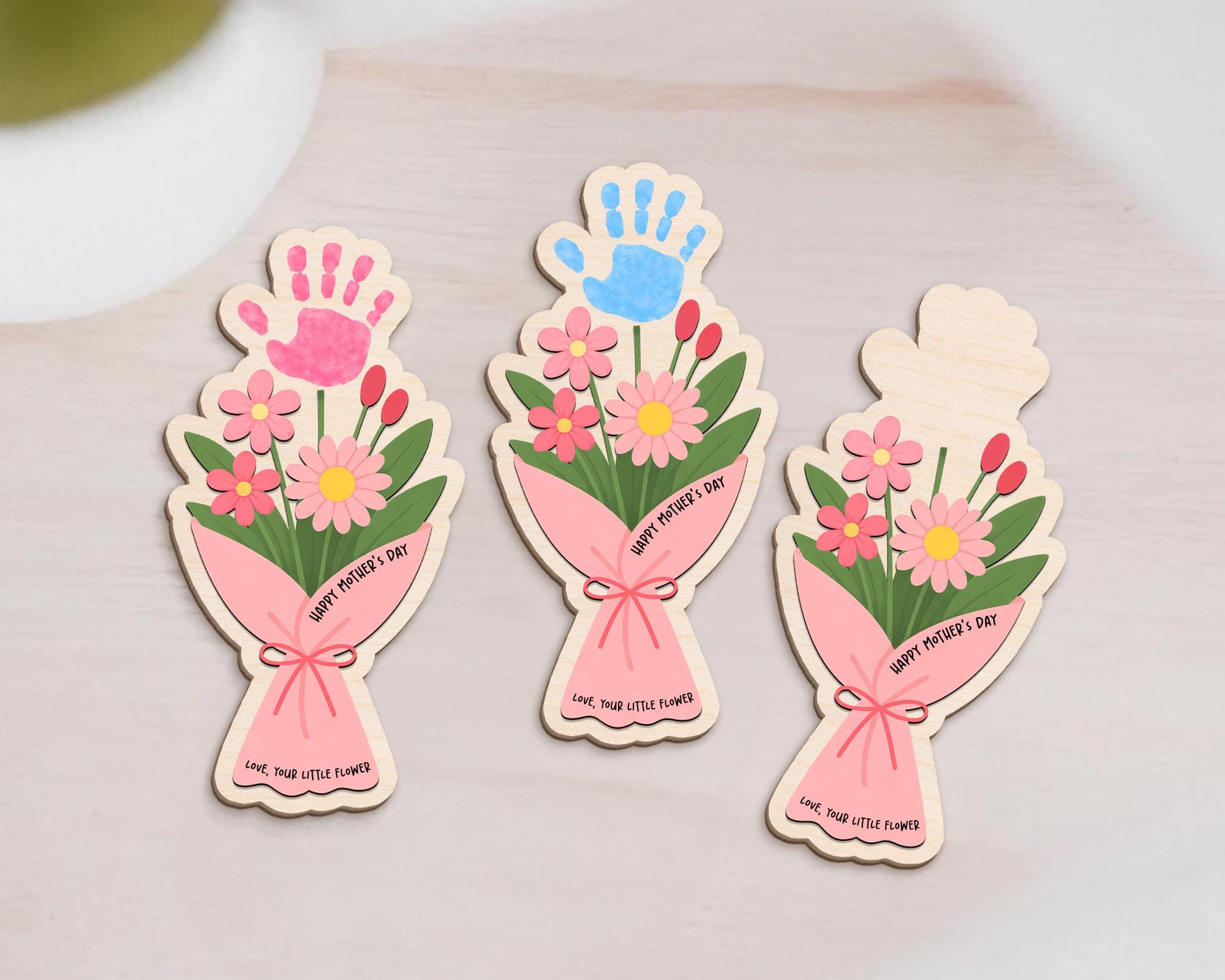 Personalized Mother’s Day Handprint Flower Sign, DIY First Mother's Day Handprint Sign, New Mom Mothers Day Gifts From Kids, Gift for Mom