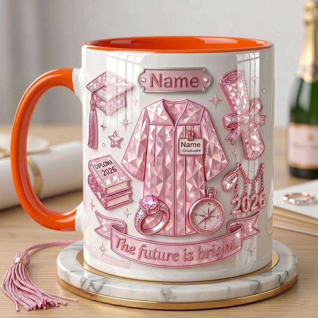 Personalized Graduation Mug Class of 2026, Faux 3D Effect Coffee Cup, Custom Senior Gift Keepsake, Graduation Party Mug