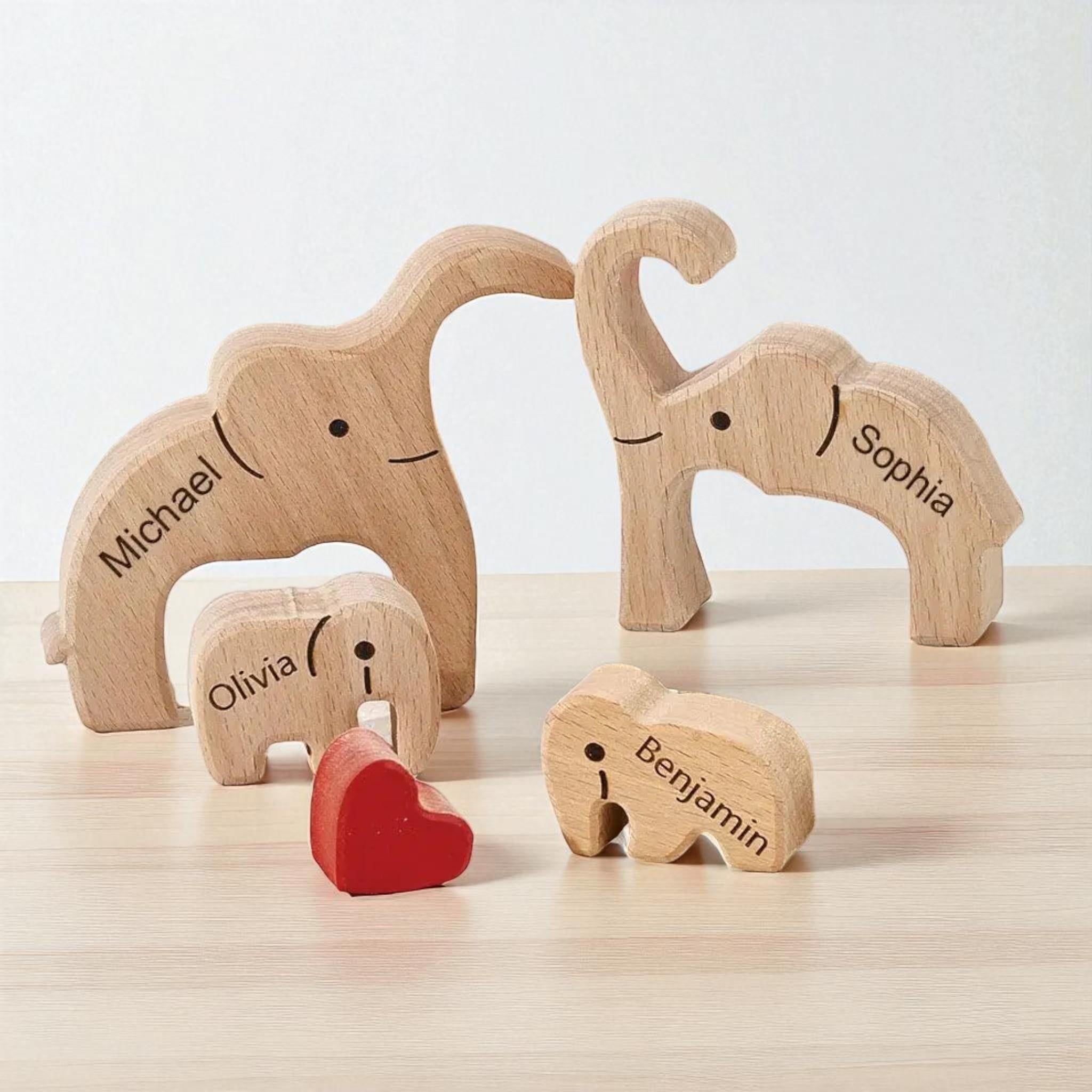Elephant Family Puzzle, Unique Christmas Family Gift, Wooden Elephant Ornament, Elephant Keepsake, Adoption Keepsake, Housewarming Present