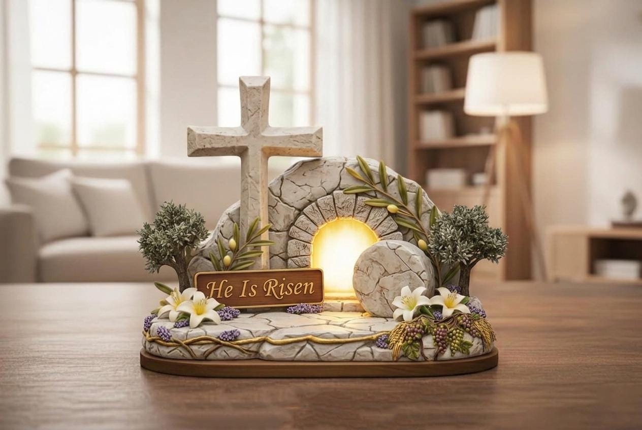 He is Risen Empty Tomb Wooden Block, Christian Easter Resurrection Decor, Meaningful Church Gift, Pastor Appreciation Religious Sign