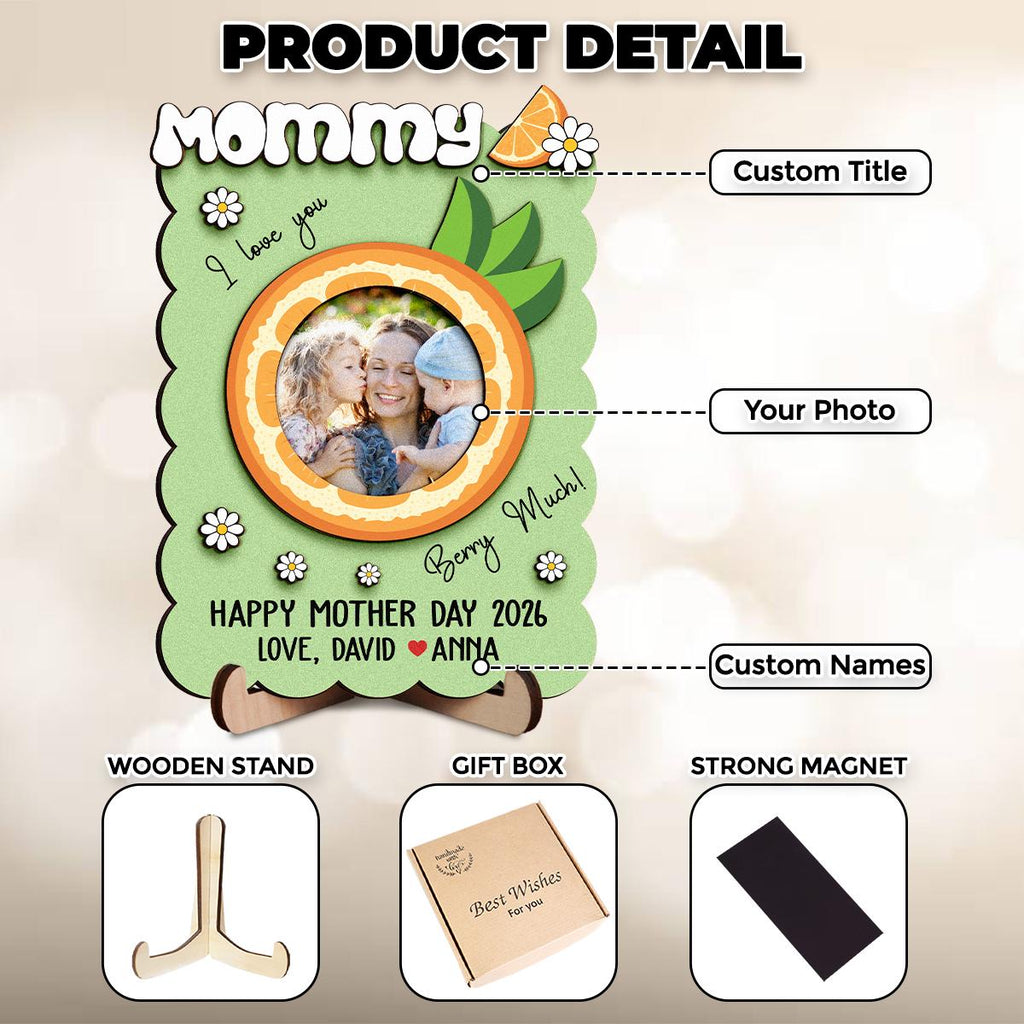 Magnetic Photo Mother, Love You Grandma, I Love You Berry Much, Fridge Magnet Photo, Wood Picture Frame, Nana and Kids Photo Frame