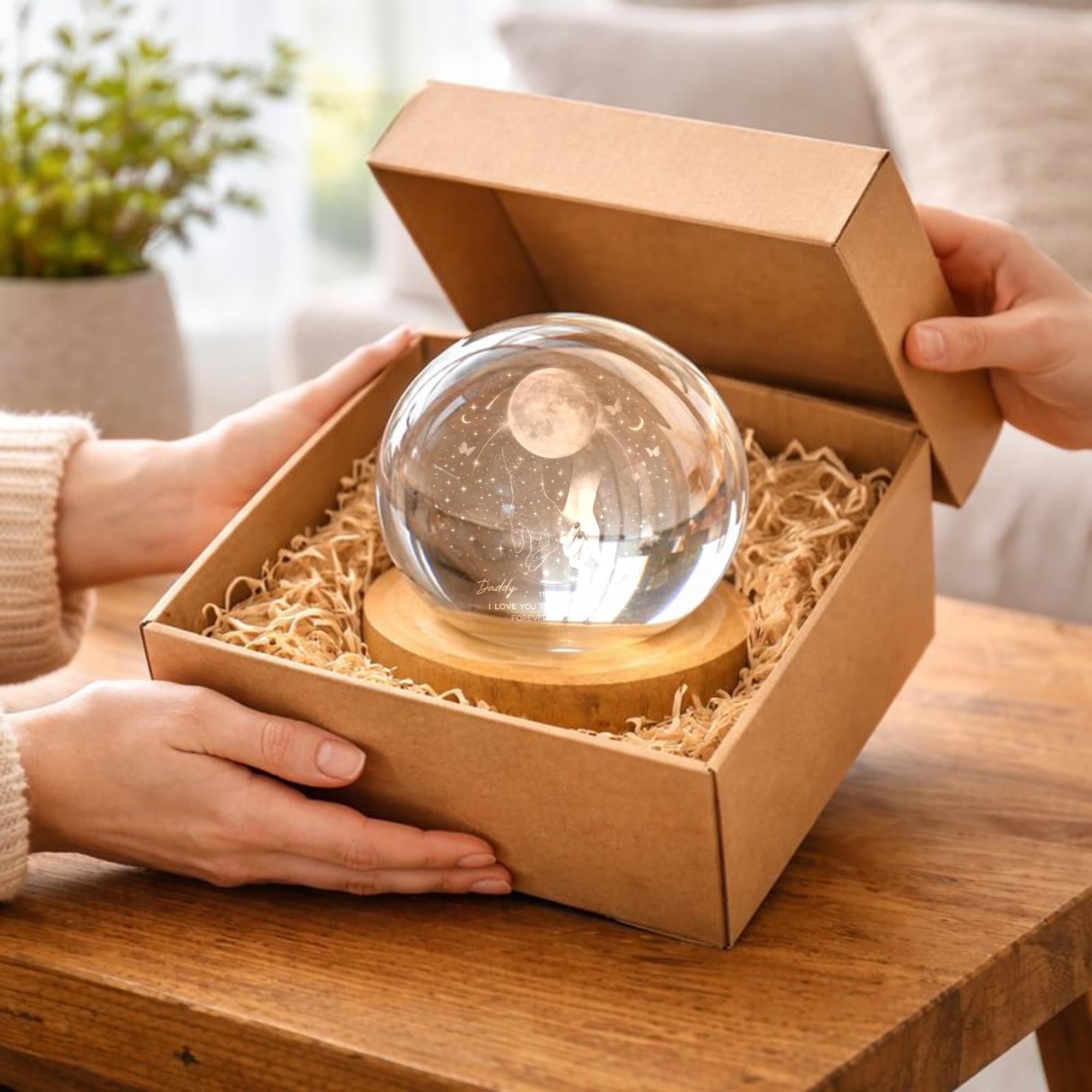 Our Moon Special Date Personalized Crystal Ball Night Light, Custom Moon Phase LED Lamp, Valentine Gift for Couple, Wedding Anniversary Gift