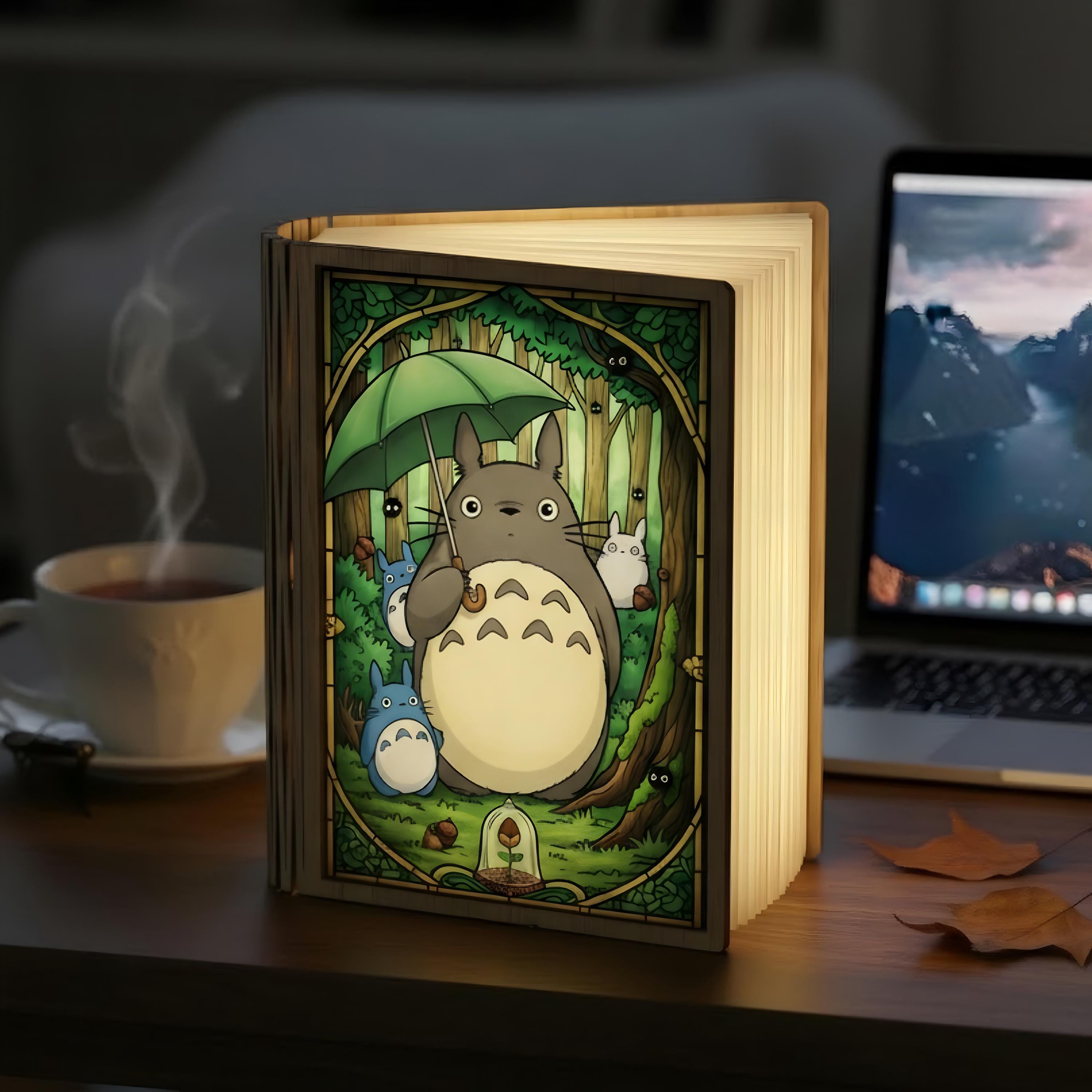 Totoro Book Lamp, Ghibli Decor, Folding LED Light, Woodland Night Lamp, Cute Reading Lamp, Book Lover Gift, Cozy Bedroom Decor
