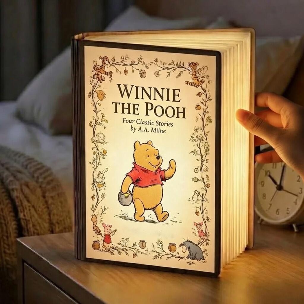 Classic Winnie the Pooh Night Light, Sentimental Mother's Day Gift, Custom Wooden Book Lamp, Nana Birthday Gift, Home Decor, Gift for Mom