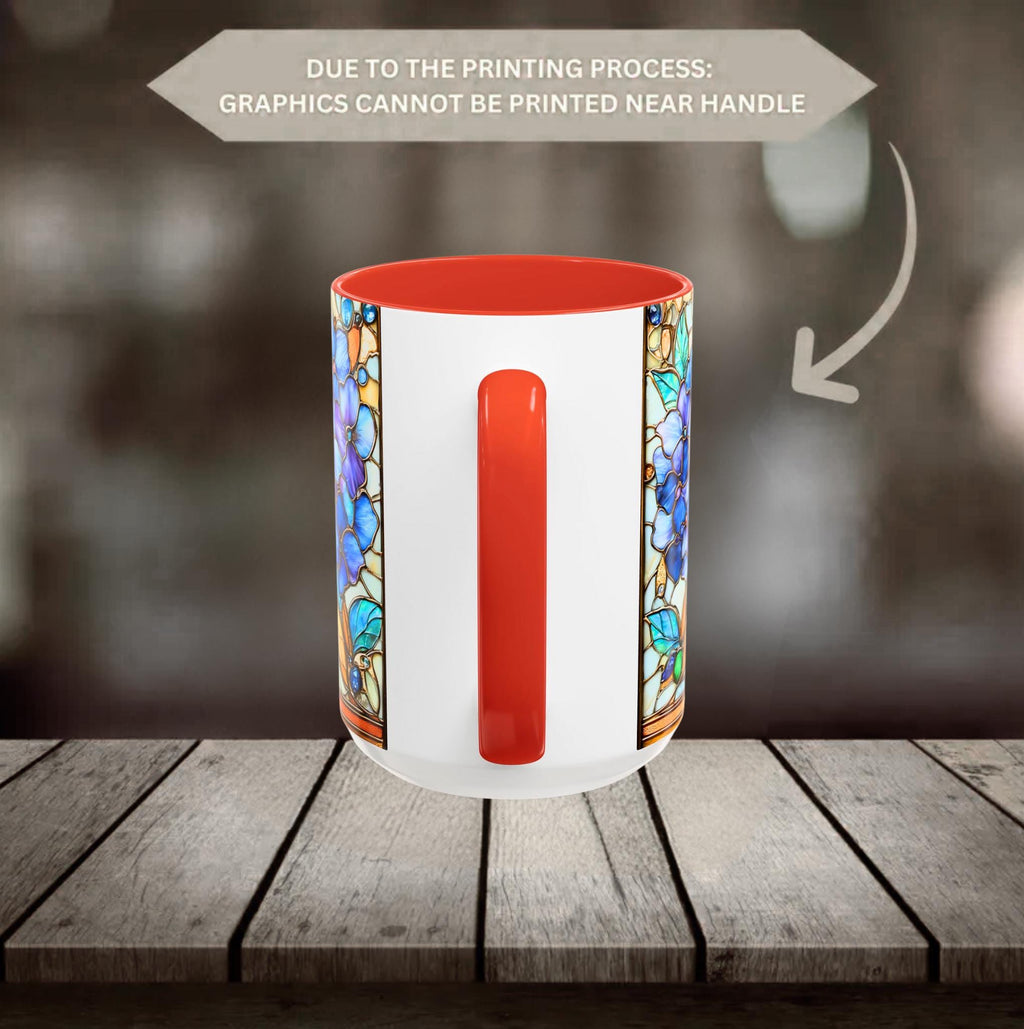 Floral Bookshelf Coffee Mug_ Faux Stained Glass Ceramic Bookish Cup Ceramic Drinkware Book Lovers