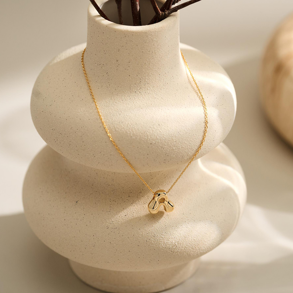 Custom Bubble Letter Necklace, Dainty 3D Letter Name Necklace, Initial Letter Necklace, Personalized Jewelry, Gift for Her, Christmas Gift