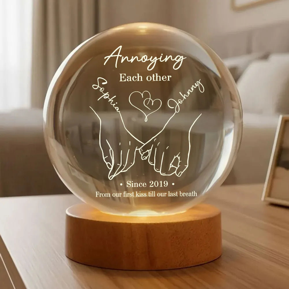 Annoying Each Other and Still Going Strong - Personalized Crystal Ball , Phase Print, Valentines Day Wedding Anniversary Gift For Couple