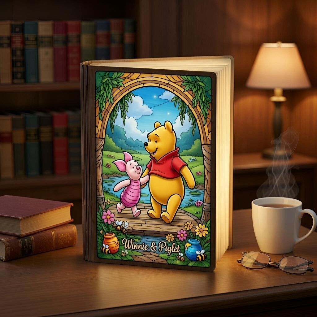 Classic Winnie the Pooh Night Light, Sentimental Mother's Day Gift, Custom Wooden Book Lamp, Nana Birthday Gift, Home Decor, Gift for Mom