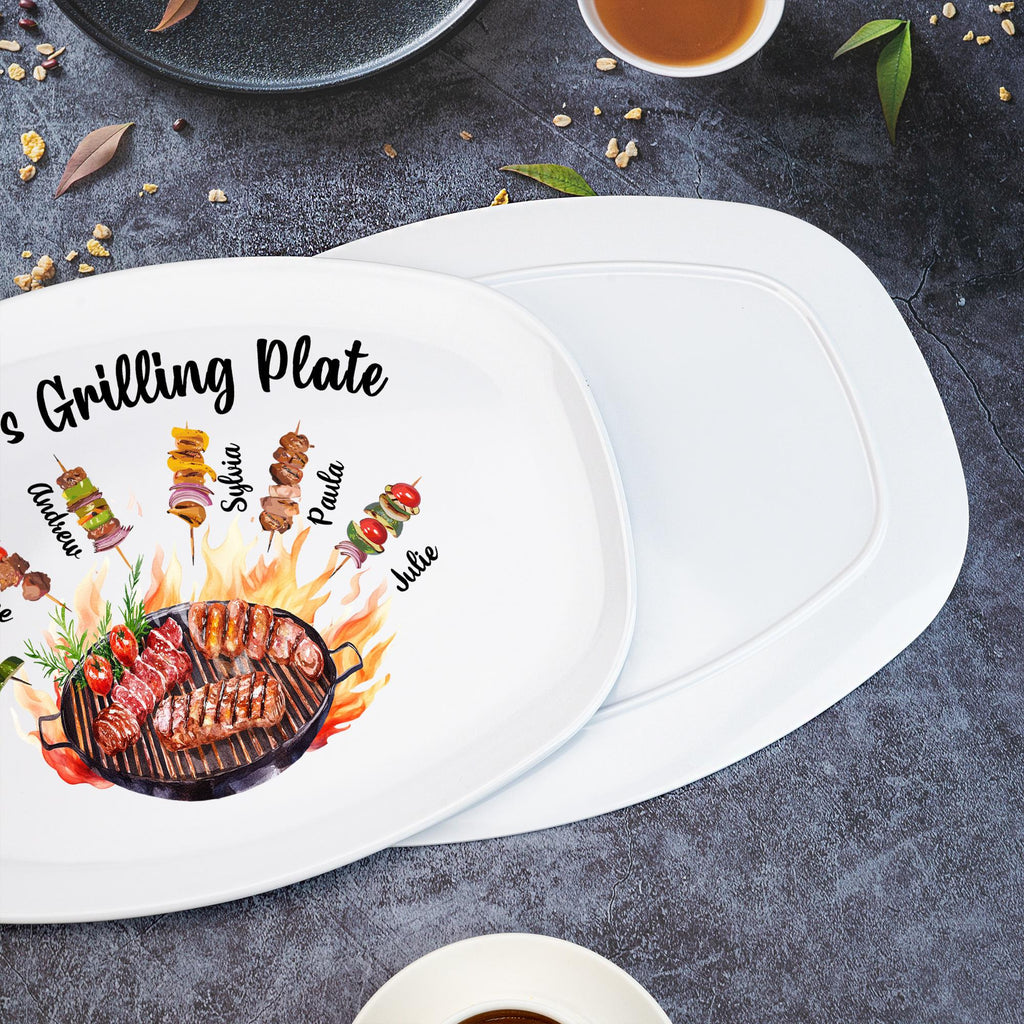 Personalized Daddy's Grilling Plate With Kids Names, Father’s Day Gifts, Custom BBQ Grilling, Grill Plate Gift From Kids, Gifts for Grandpa