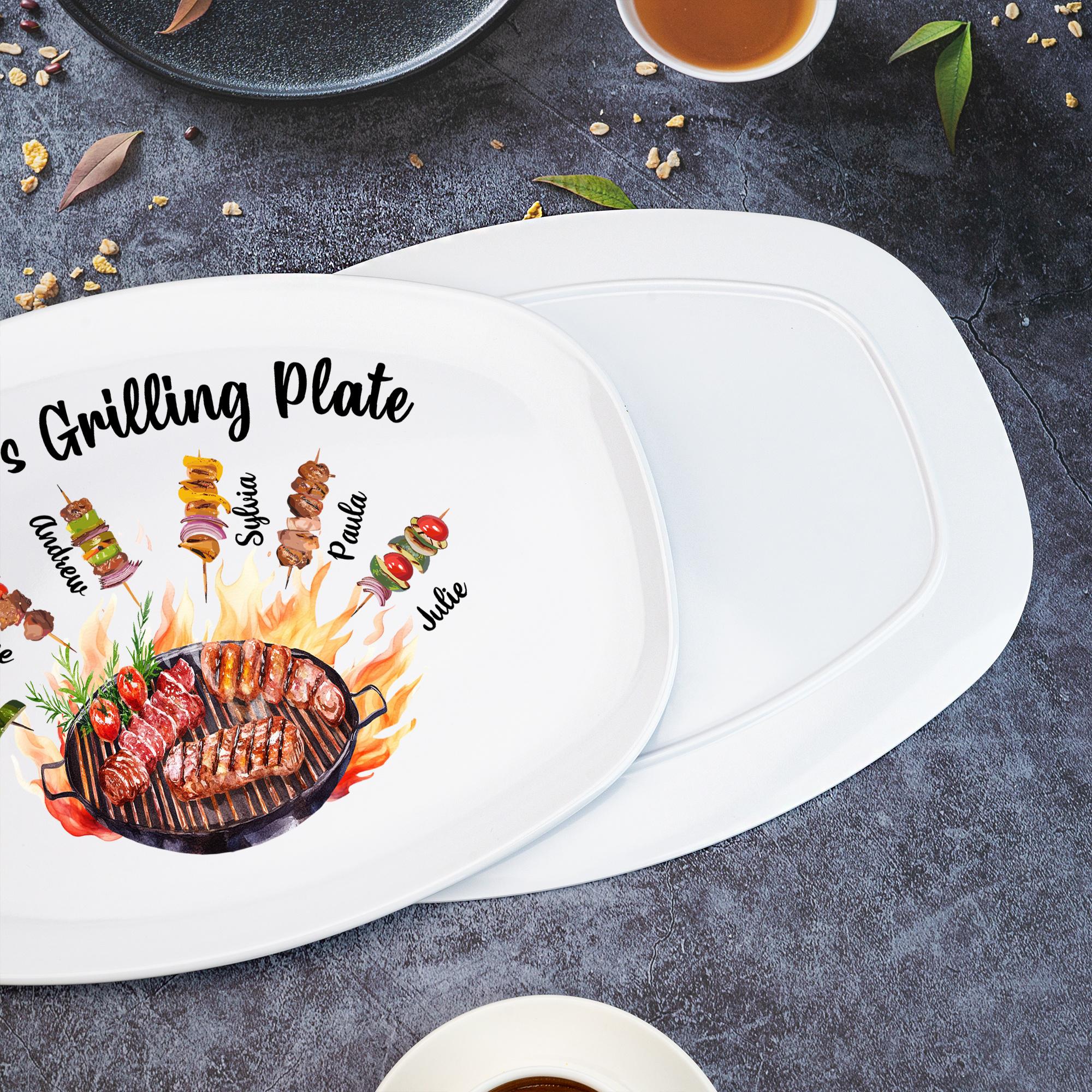 Personalized Daddy's Grilling Plate With Kids Names, Father’s Day Gifts, Custom BBQ Grilling, Grill Plate Gift From Kids, Gifts for Grandpa