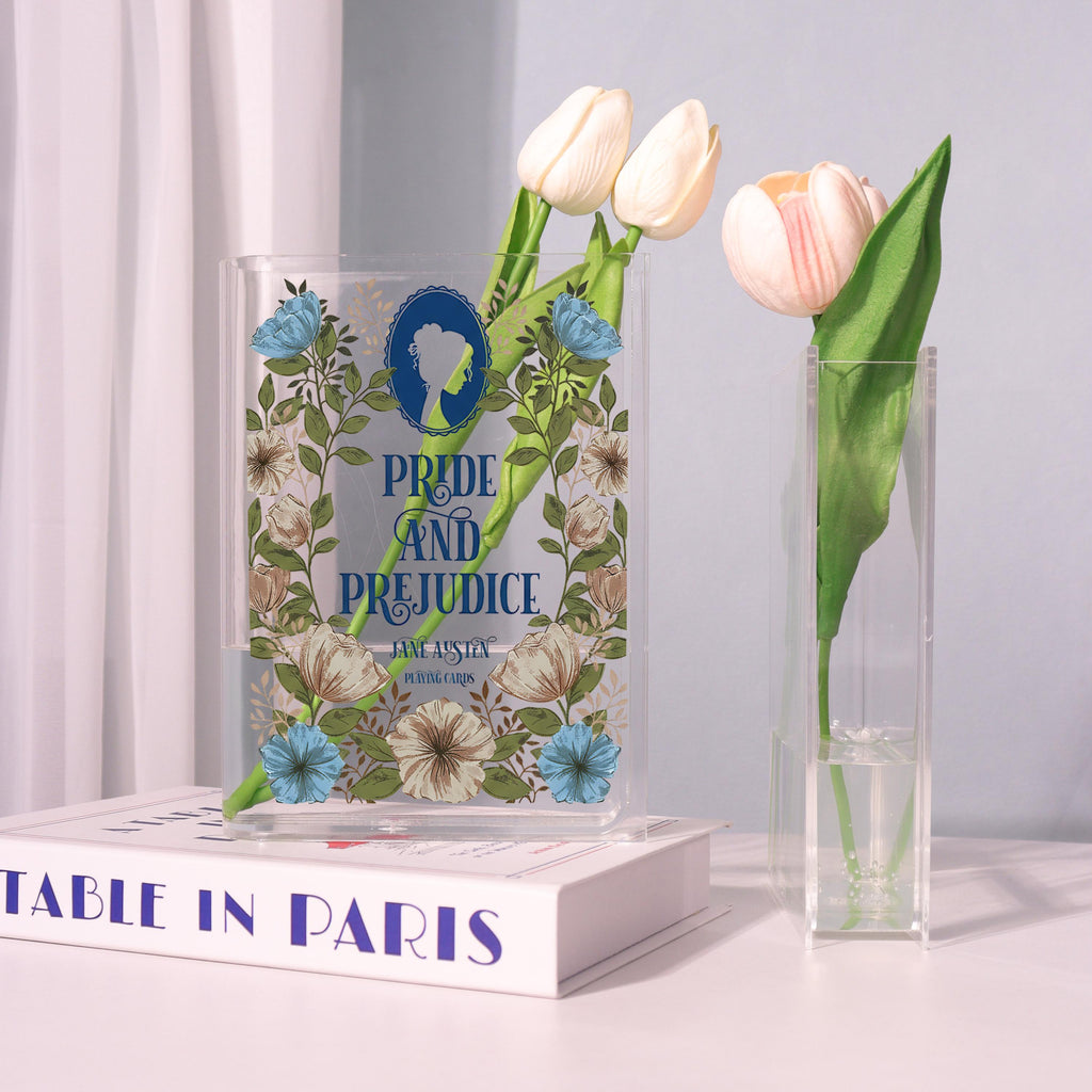 Pride and Prejudice Acrylic Book Vase, Jane Austen Bookish Vase, Classic Literature Book Shaped Vase, Romantic Novel Gift for Book Lovers