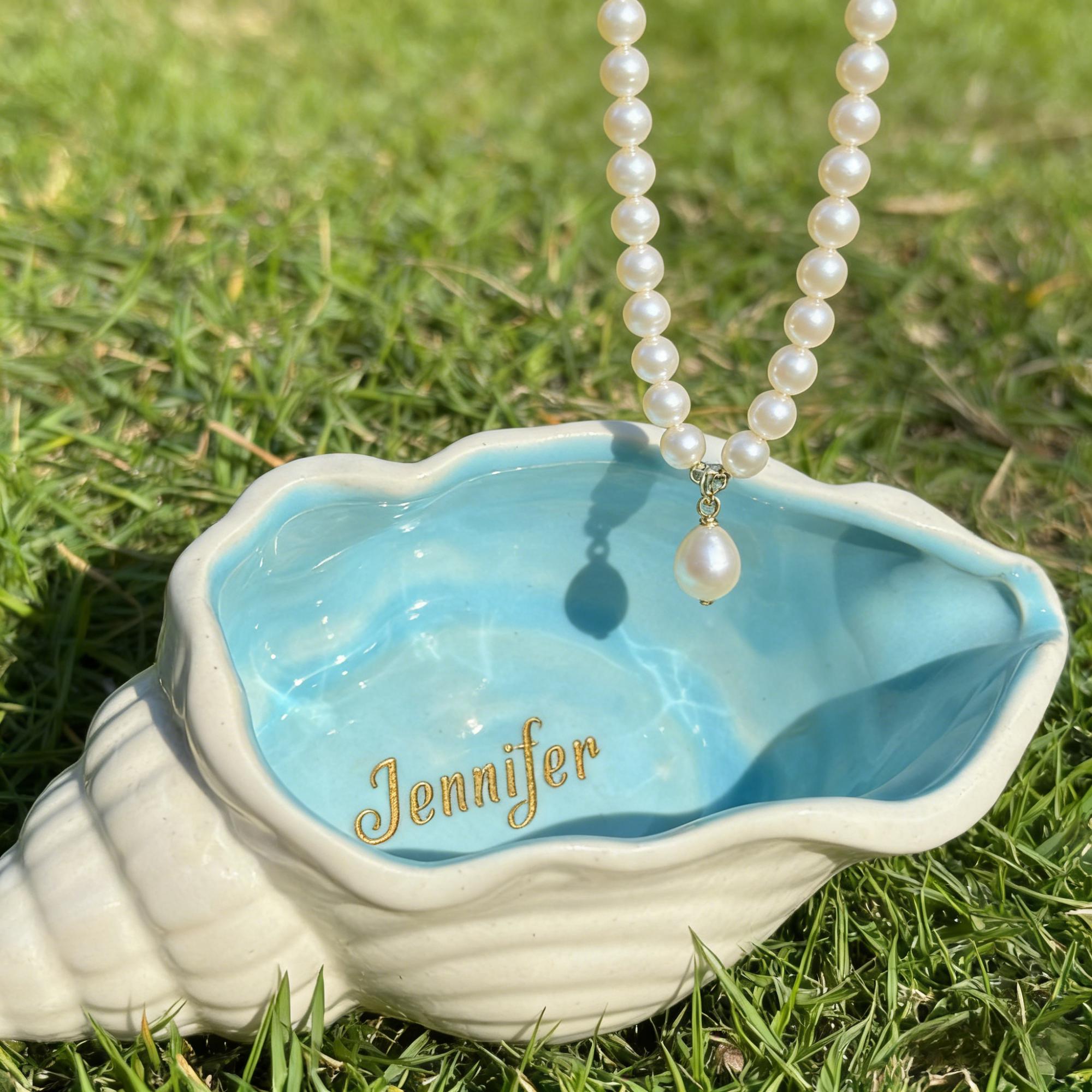 Custom Starfish Ceramic Jewelry Dish-engraved Name Initial & Date-seashell Trinket Dish-personalized Ring Jewelry Holder-beach Wedding Favor