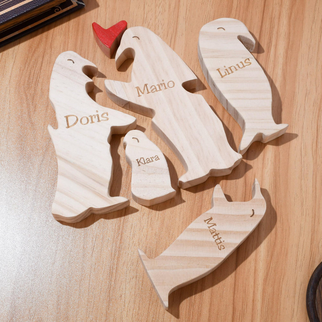 Personalized Wooden Penguin Family Puzzle, 2-6 Penguins Family Jigsaw Decor, Anniversary Gifts for Mom Dad Couples Family Keepsake Gift