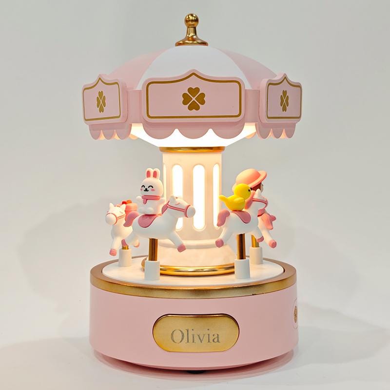 Custom Carousel Music Box With Lights – 6 Melodies – Baby Toy –personalized– Baby Girl Birthday Gifts for Kids–christmas Gift- Nursery Decor