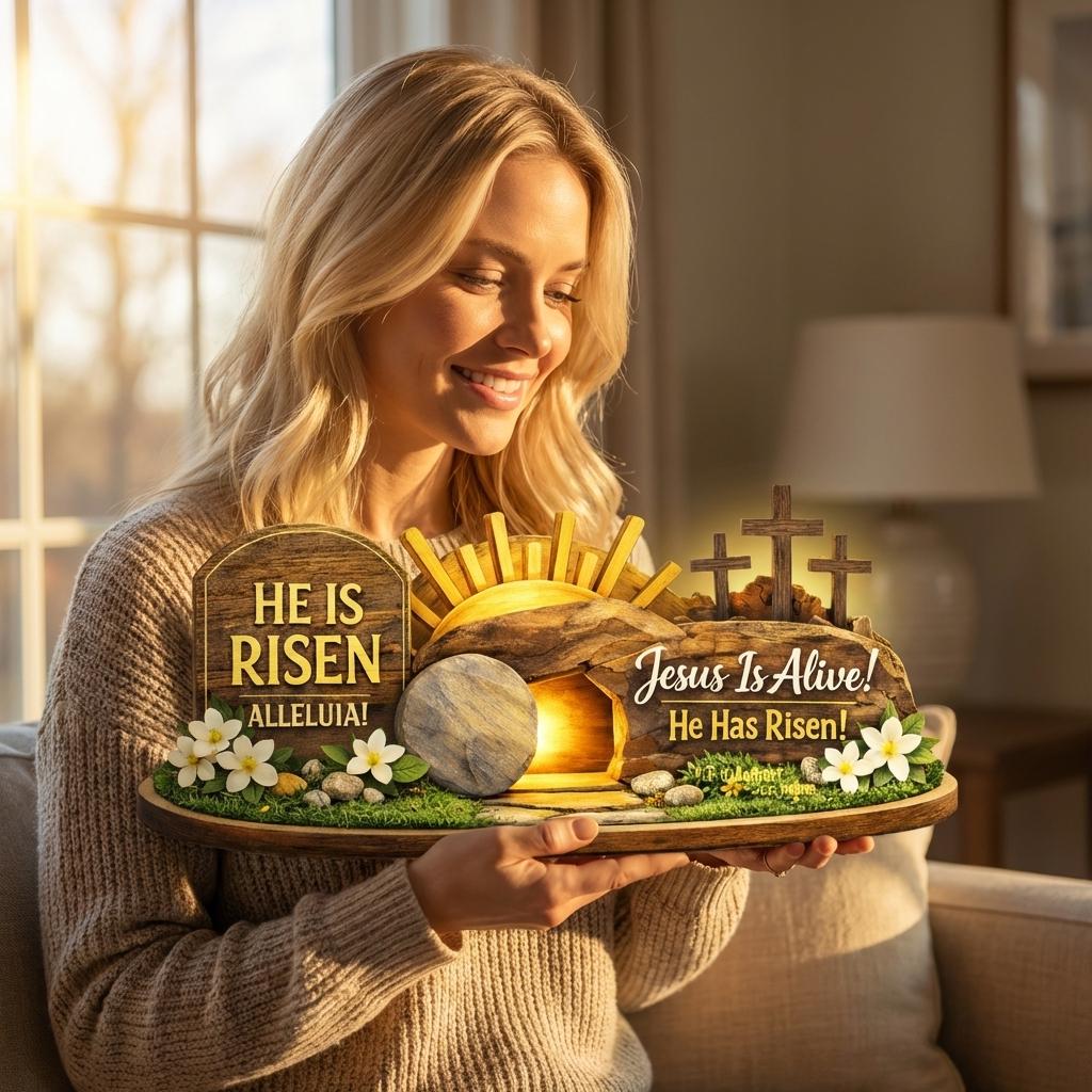 He is Risen Easter Wooden Block, Resurrection Table Sign, Christian Home Decor , Christian Home Display, Religious Bible Verse Gift