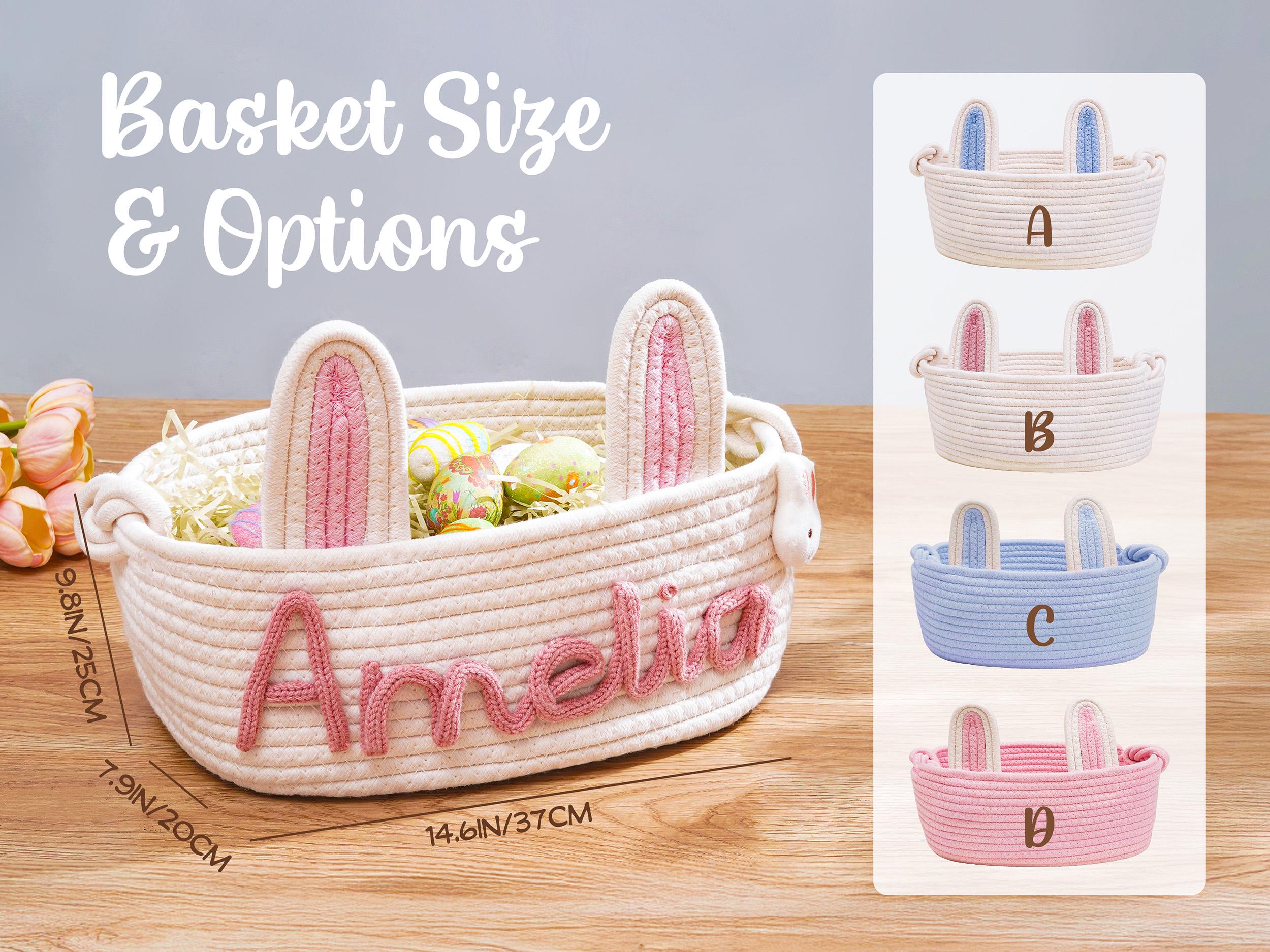 Personalized Easter Basket, Custom Cotton Rope Easter Basket, Easter Gift With Name, Easter Egg Hunt Basket, 1st Easter Egg Hunt Basket