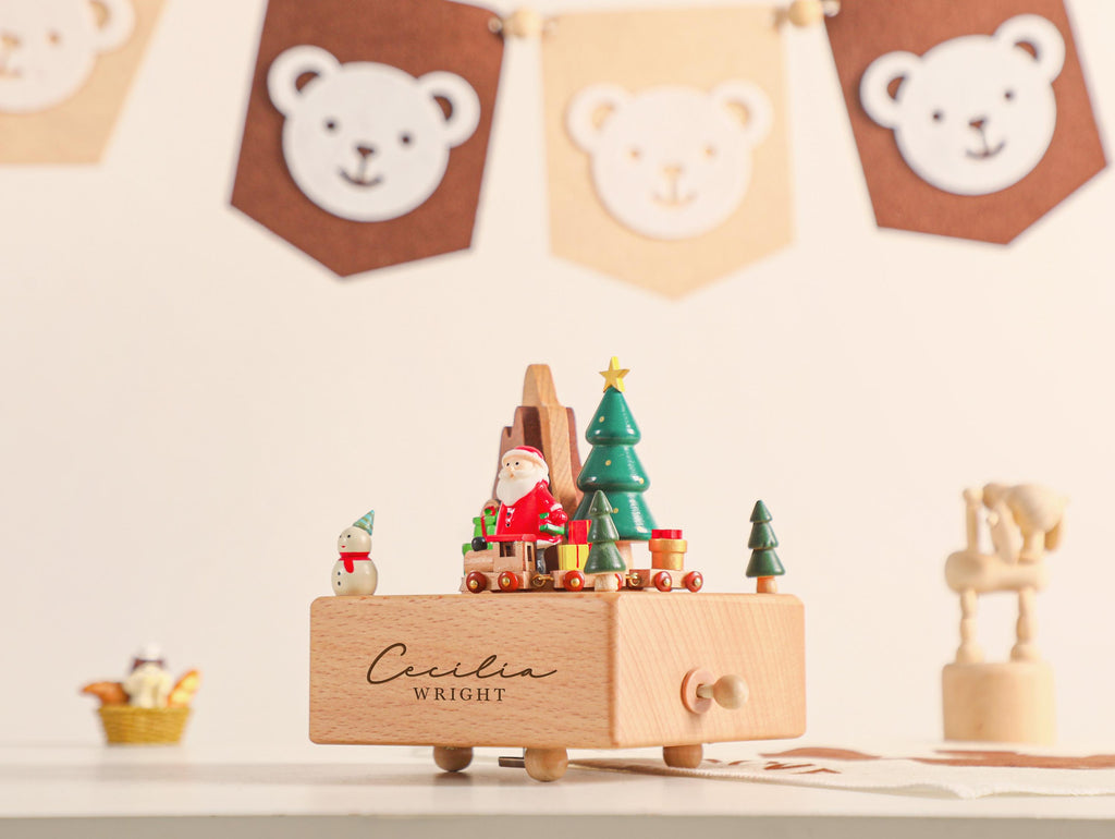 Christmas Gifts for Kids, Personalised Wooden Music Box, Custom Wooden Handmade Music Box, Engraved Baby Name Music Box, Baby Shower Gift