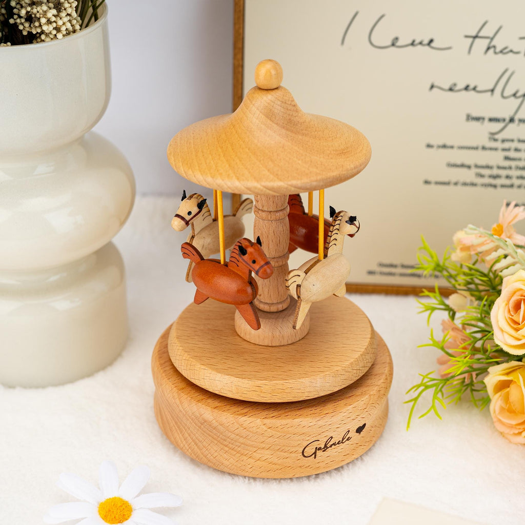 Custom Music Box, Musical Carousel,handmade Personalized Wooden Musical Carousel,baby Shower Gift,gift for Kids,engraved Keepsake Gift