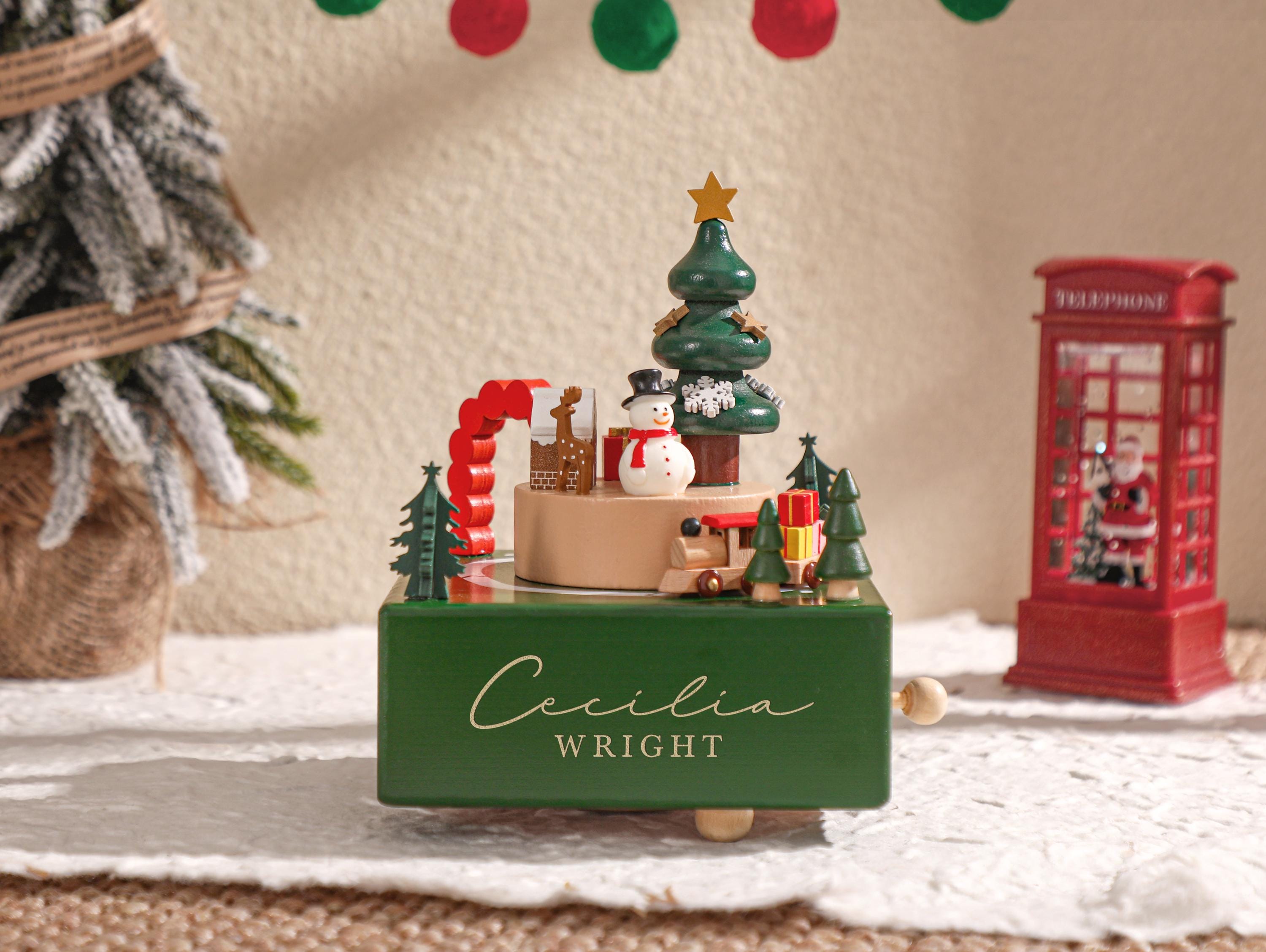 Christmas Gift, Christmas Custom Wooden Handmade Music Box, Personalised Wooden Music Box, Engraved Baby Name Music Box, Baby Shower Gift