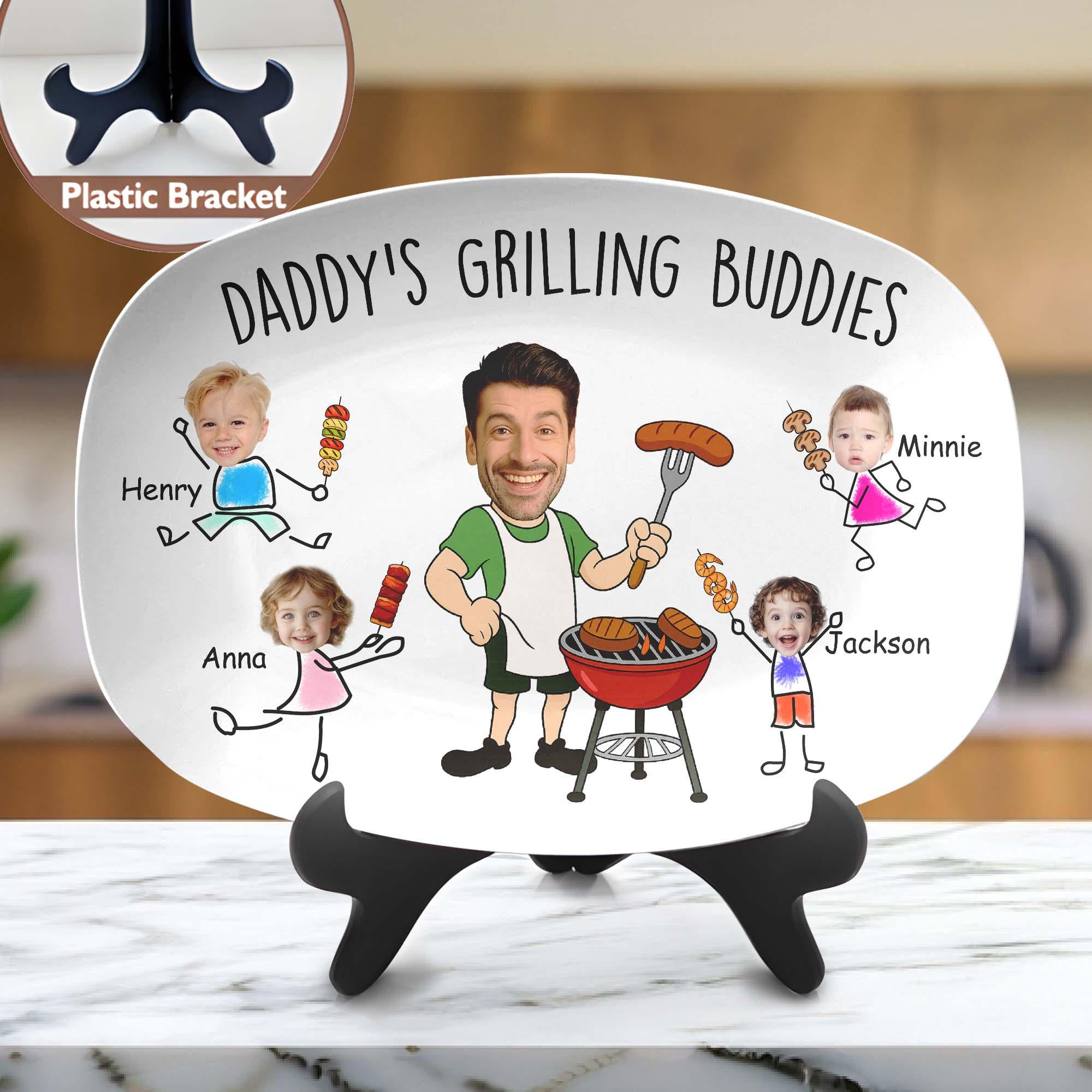 Custom Dad’s Grilling Plate, Father’s Day Gift From Kids, Personalized Grilling Plate, Grilling Plate Gift With Kids Names, BBQ Gift for Dad