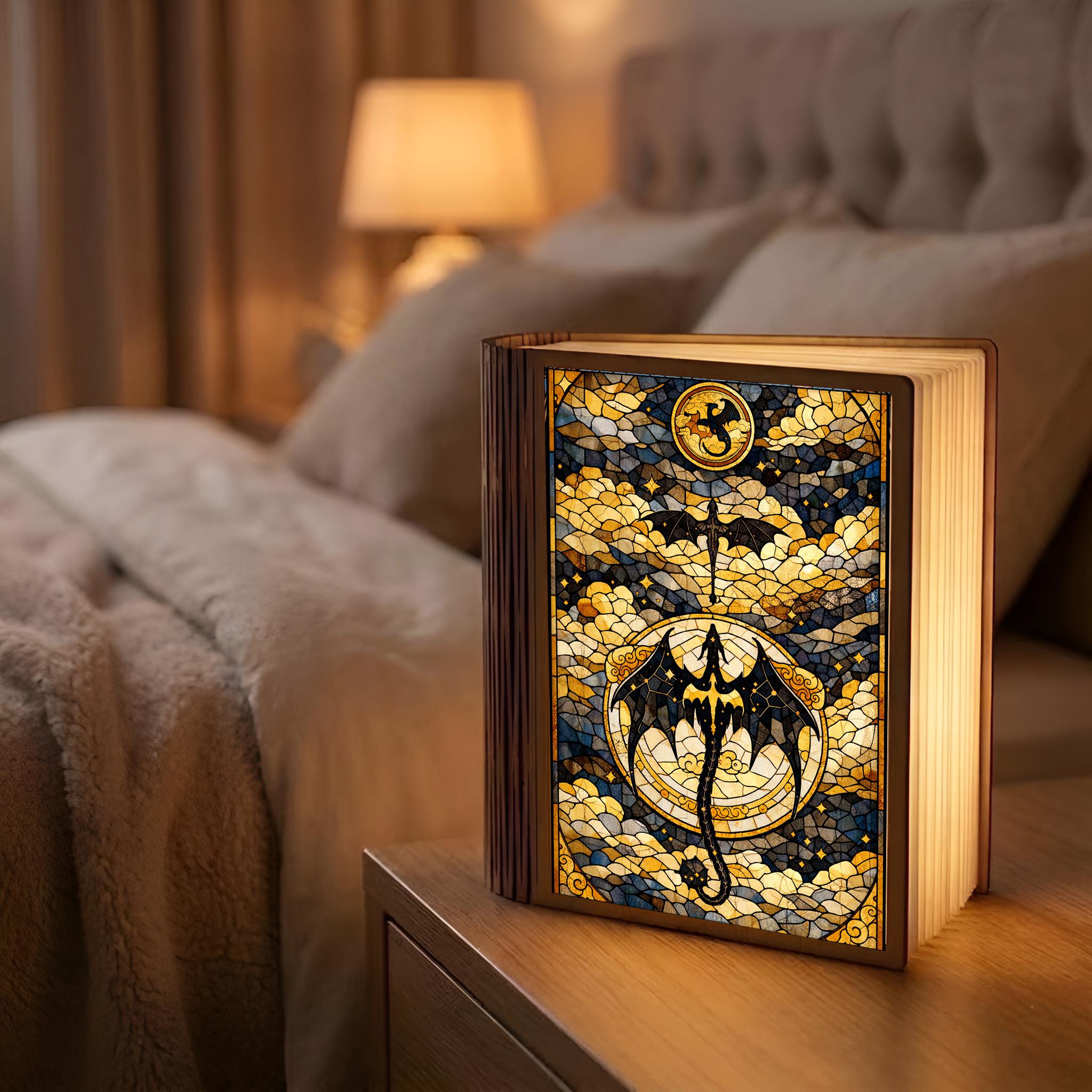 Fourth Wing Inspired Book Lamp, Fantasy Dragon Night Light, Book Lover Room Decor, Reader Gift, Cozy Bookish Lamp, Dark Fantasy Night Light