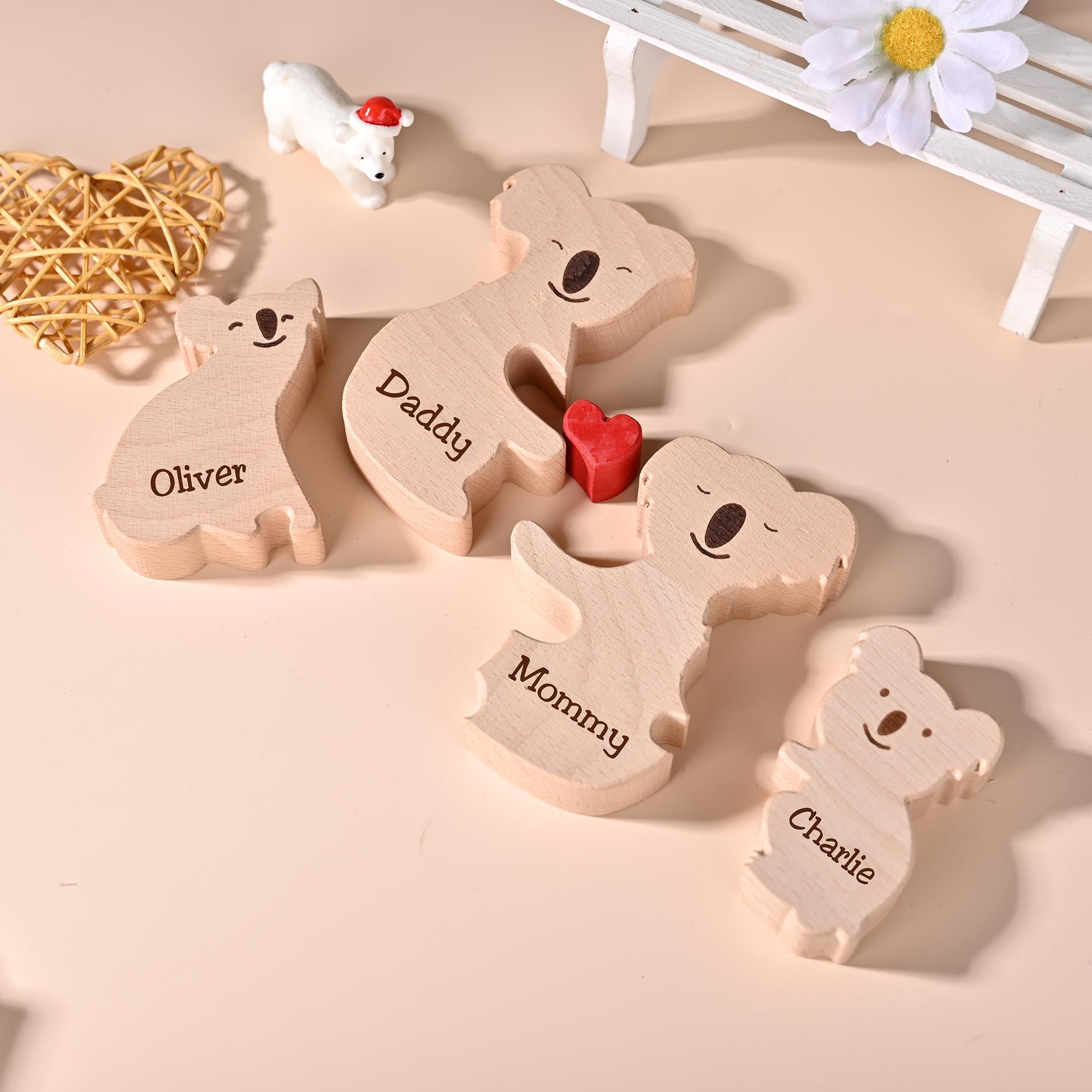 Custom Wooden Koala Family Puzzle, Koala Family Jigsaw Decor, Family Name, Anniversary Gift, Family Home Decor, Gift for Mom (Copy)