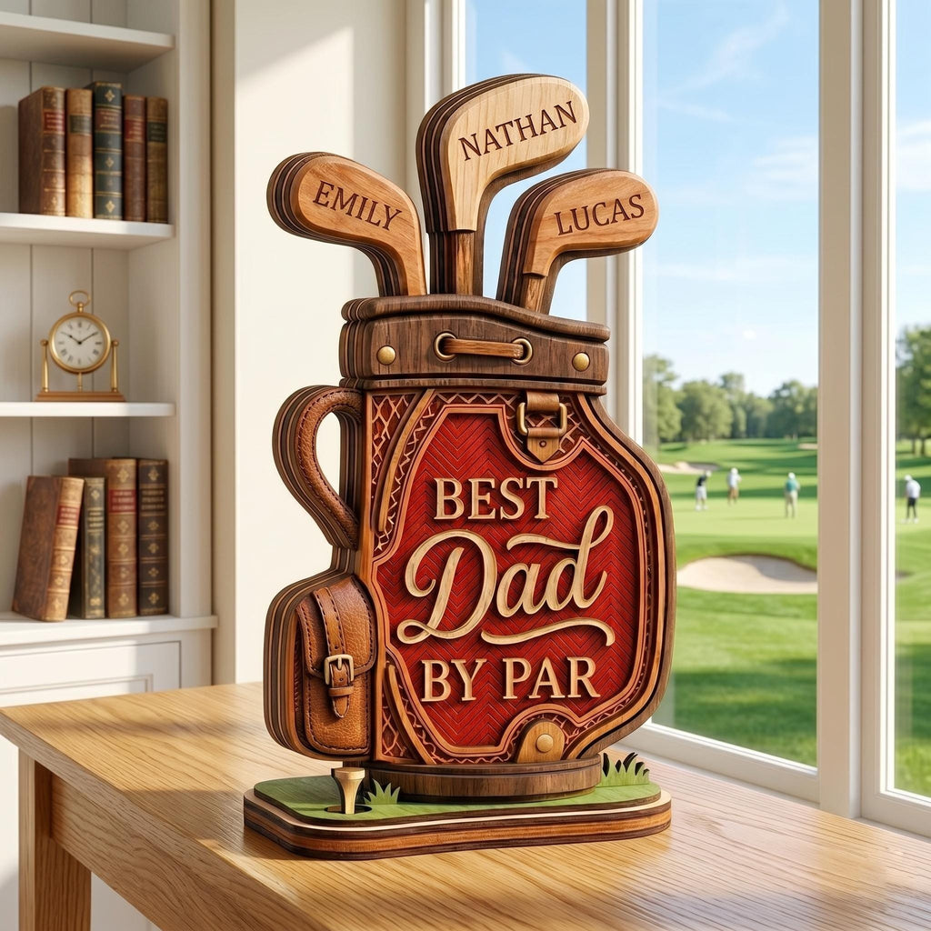 Personalized Infinity Wooden Block for Dad, Custom Name Wood Sign, Rustic Home Decor, Unique Father's Day Gift From Daughter & Son, Papa